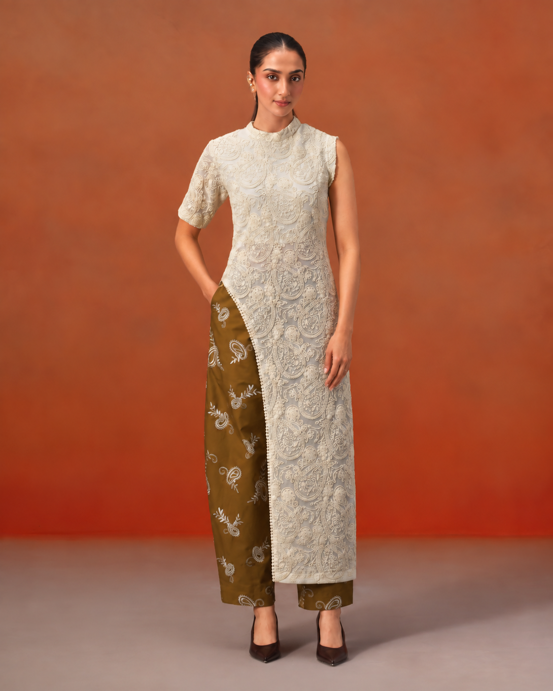 The Siena Asymmetric Embroidered Tunic & Trouser Set