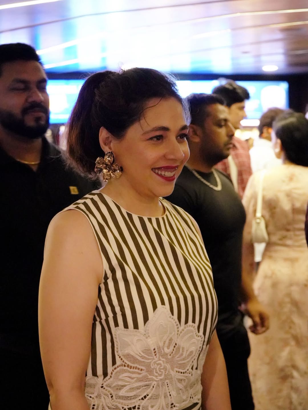 Maanvi Gagroo in The Olive Stripe Floral Appliqué Ensemble: Two-Piece Skirt Set