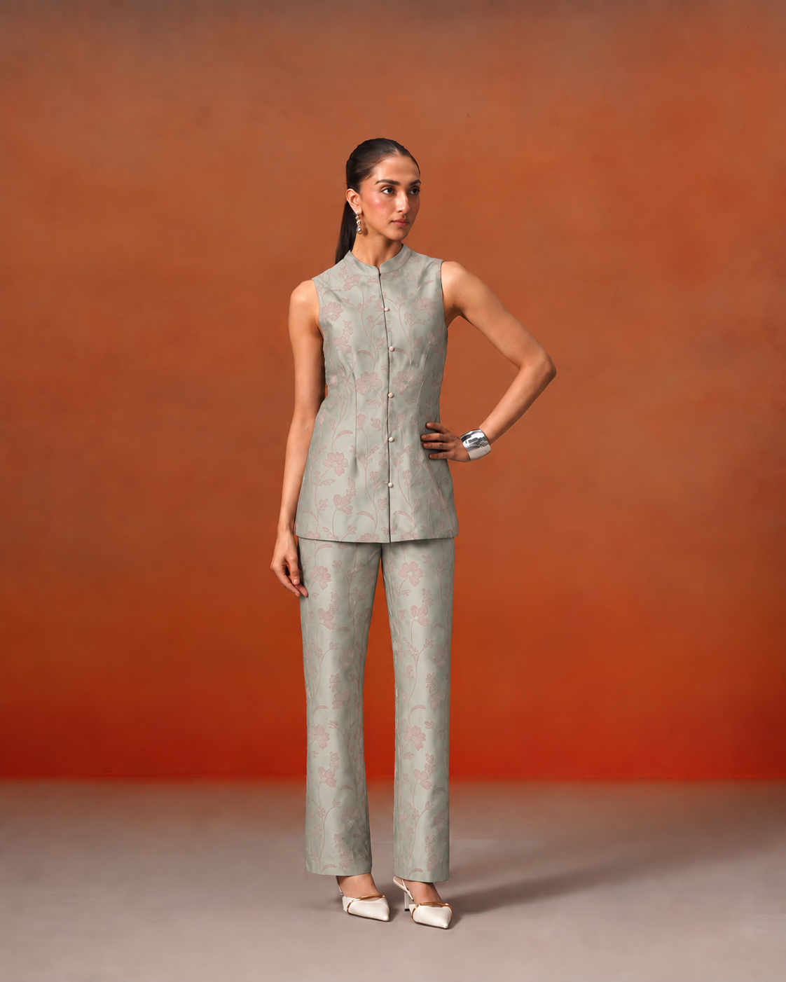 The Lumière Edit - The Liana Sage & Blush Satin Top Set