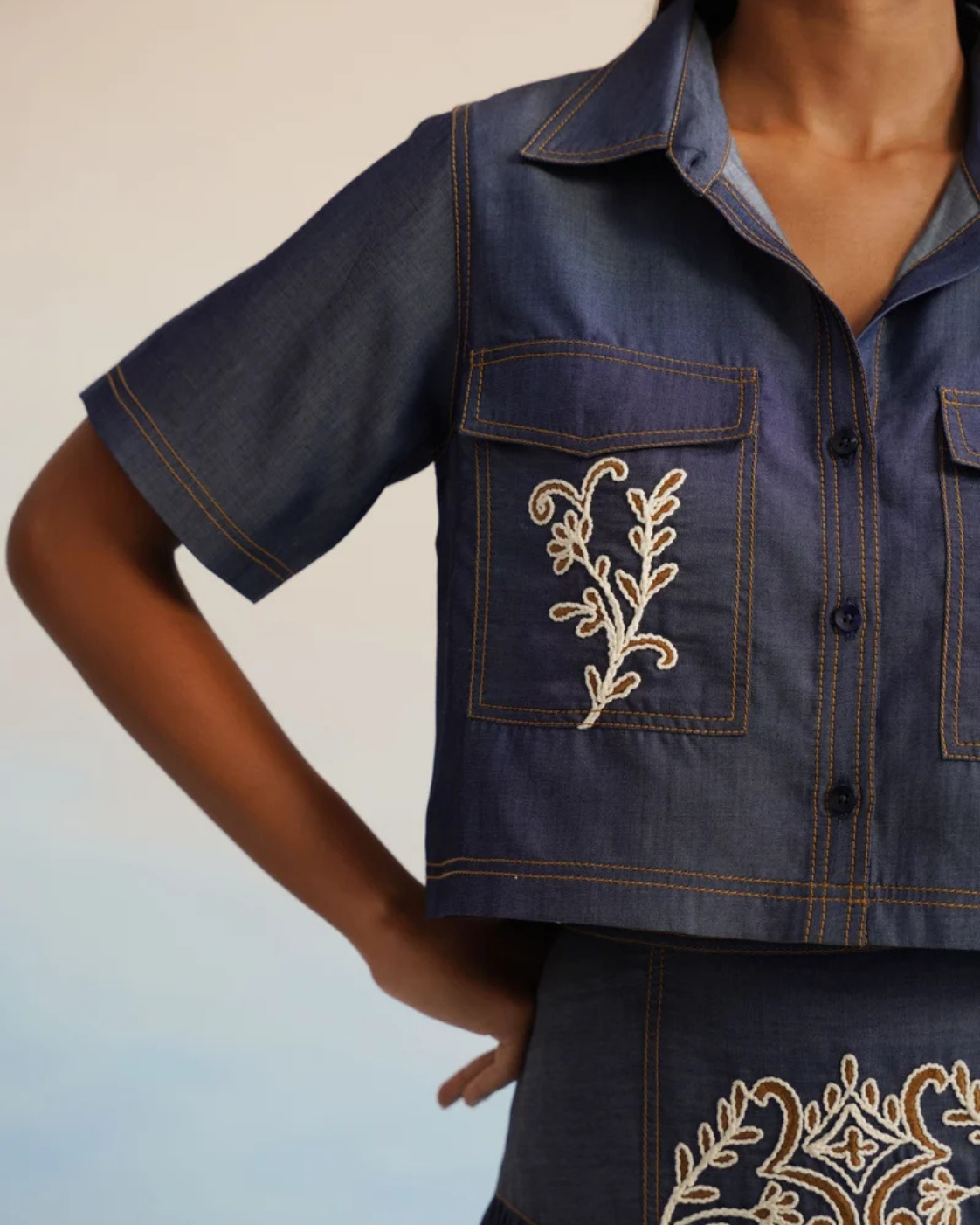The Midnight Indigo Heritage Embroidered Denim Co-ord