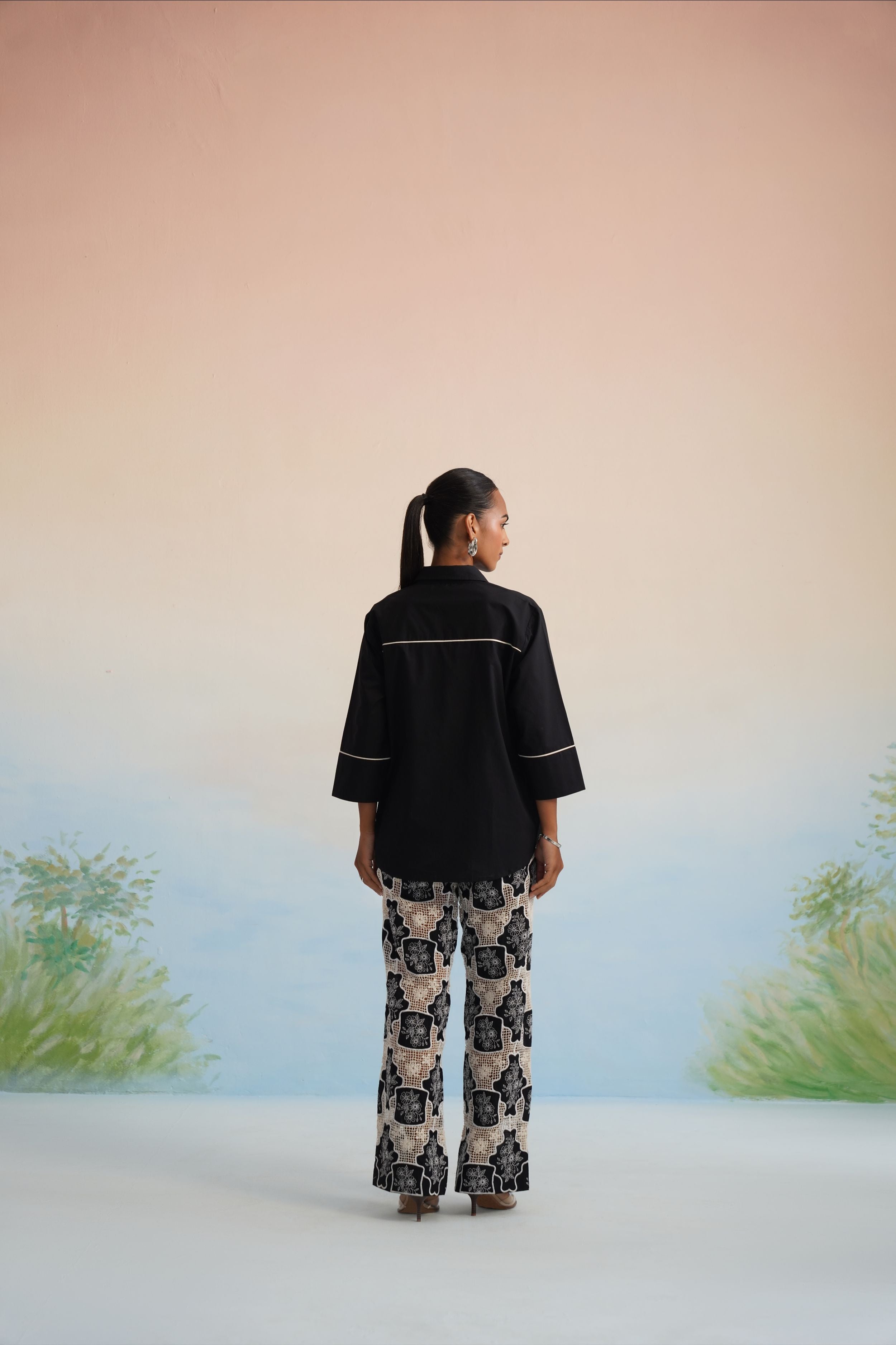 The Midnight Bloom Lattice Trousers