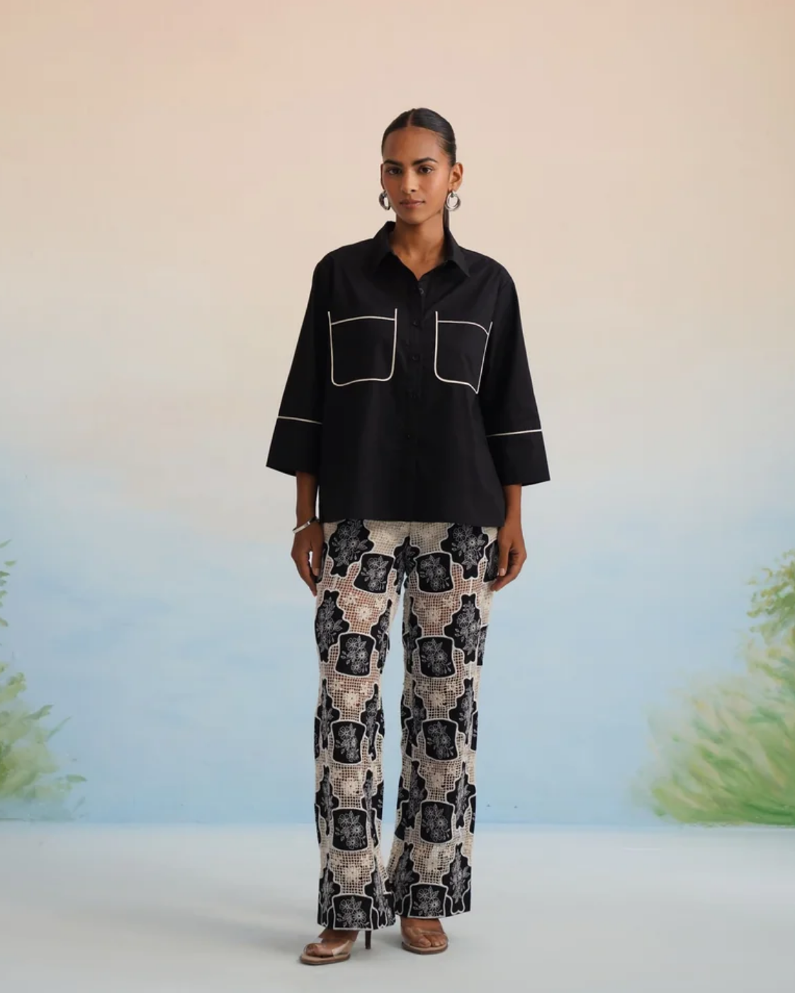 Bulevar Blossom - The Onyx Motif Contrast Pant Set