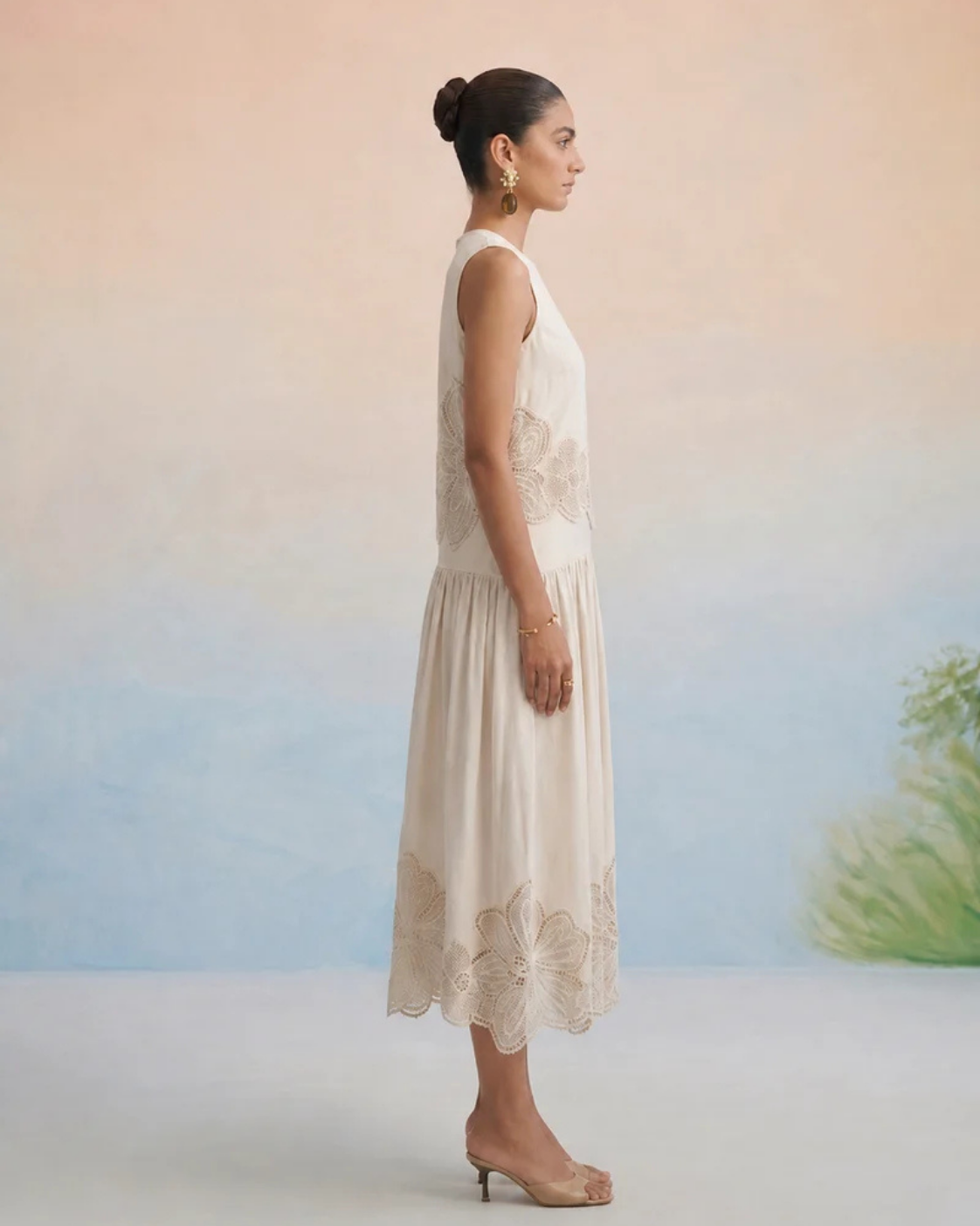 The Vienna Ivory Floral Appliqué Skirt Set