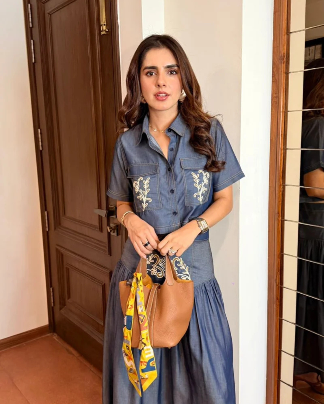 Sharnamli Mehra in The Midnight Indigo Heritage Embroidered Denim Co-ord