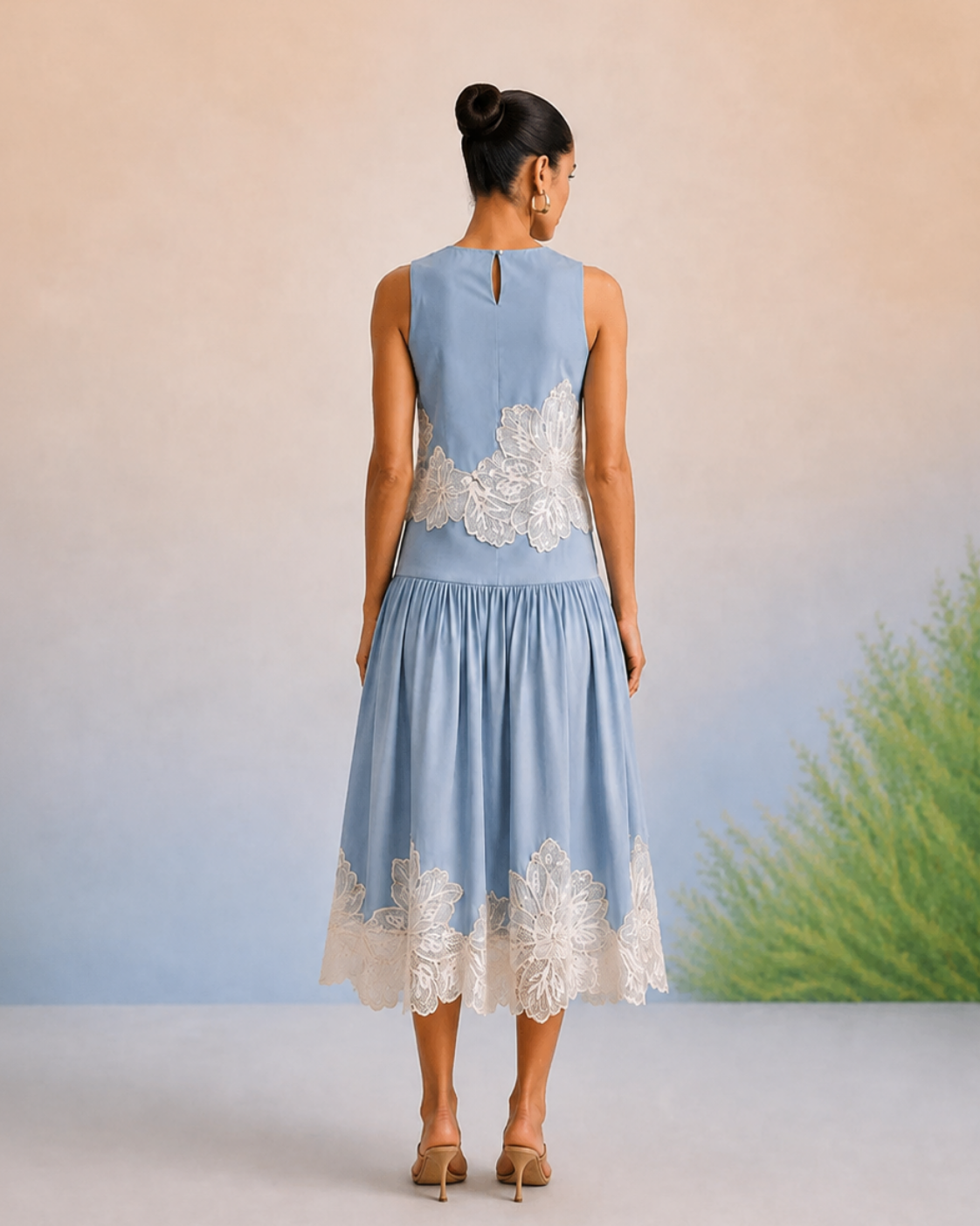 The Celeste Powder Blue Appliqué Skirt Set | 24-Hr Dispatch