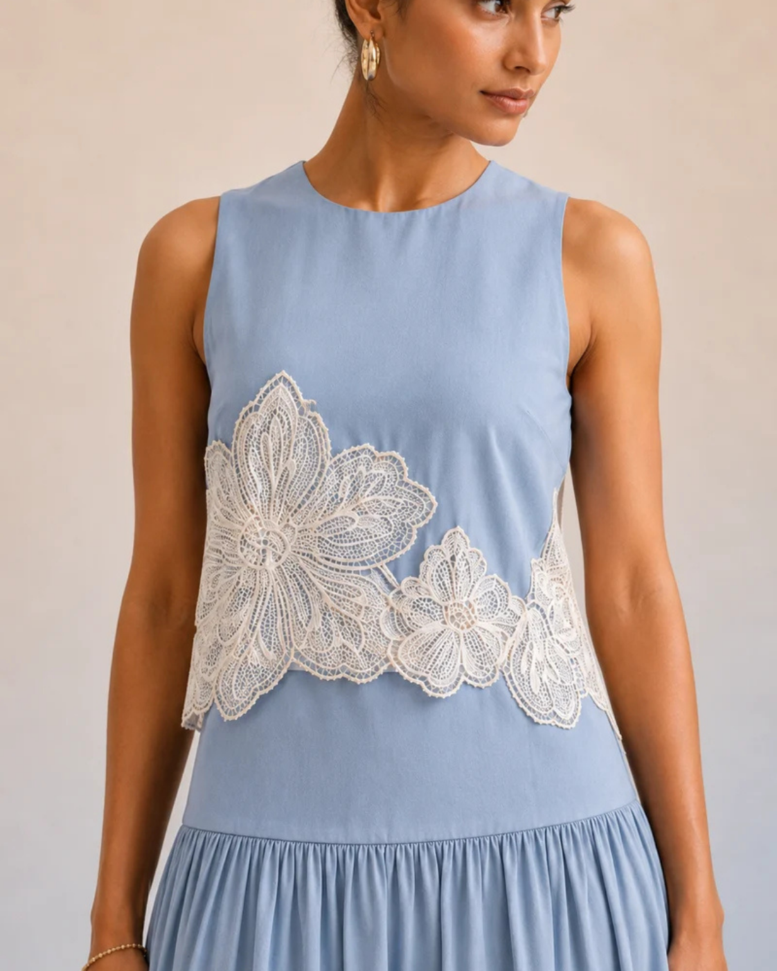 The Celeste Powder Blue Appliqué Skirt Set | 24-Hr Dispatch