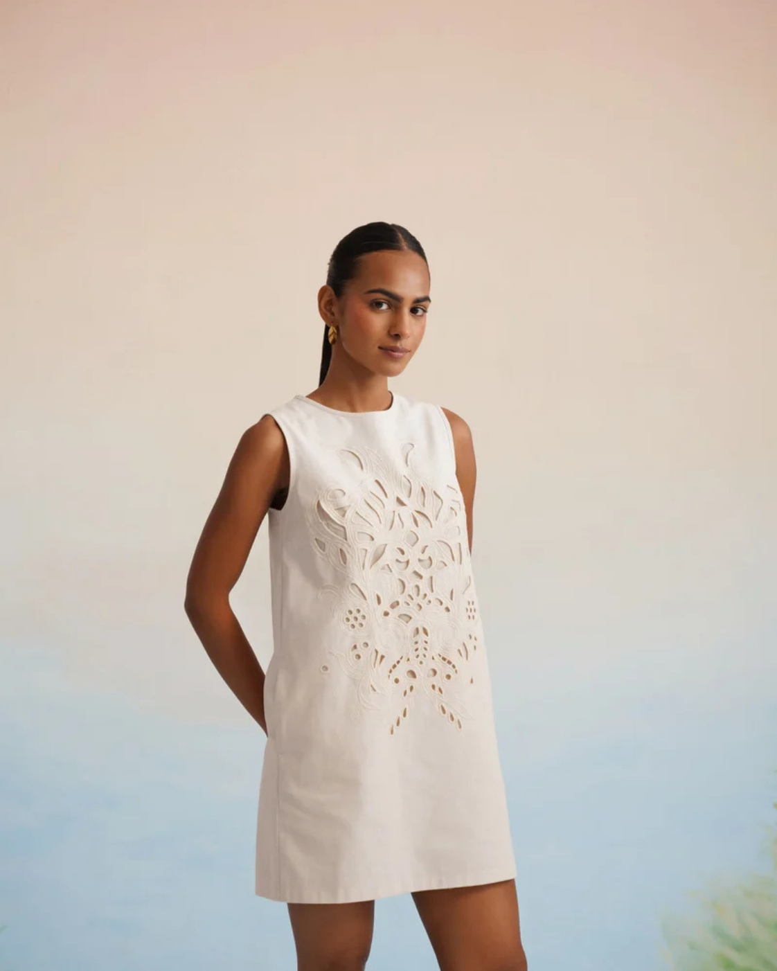 The Ivory Oasis Cutwork Shift Dress