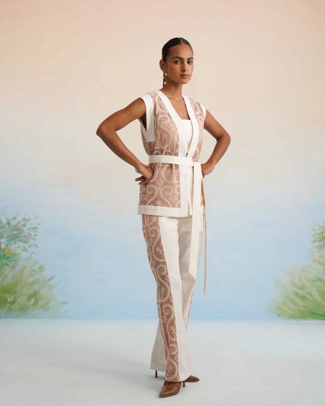 The Sandstone Embroidered Vest & Pant Set