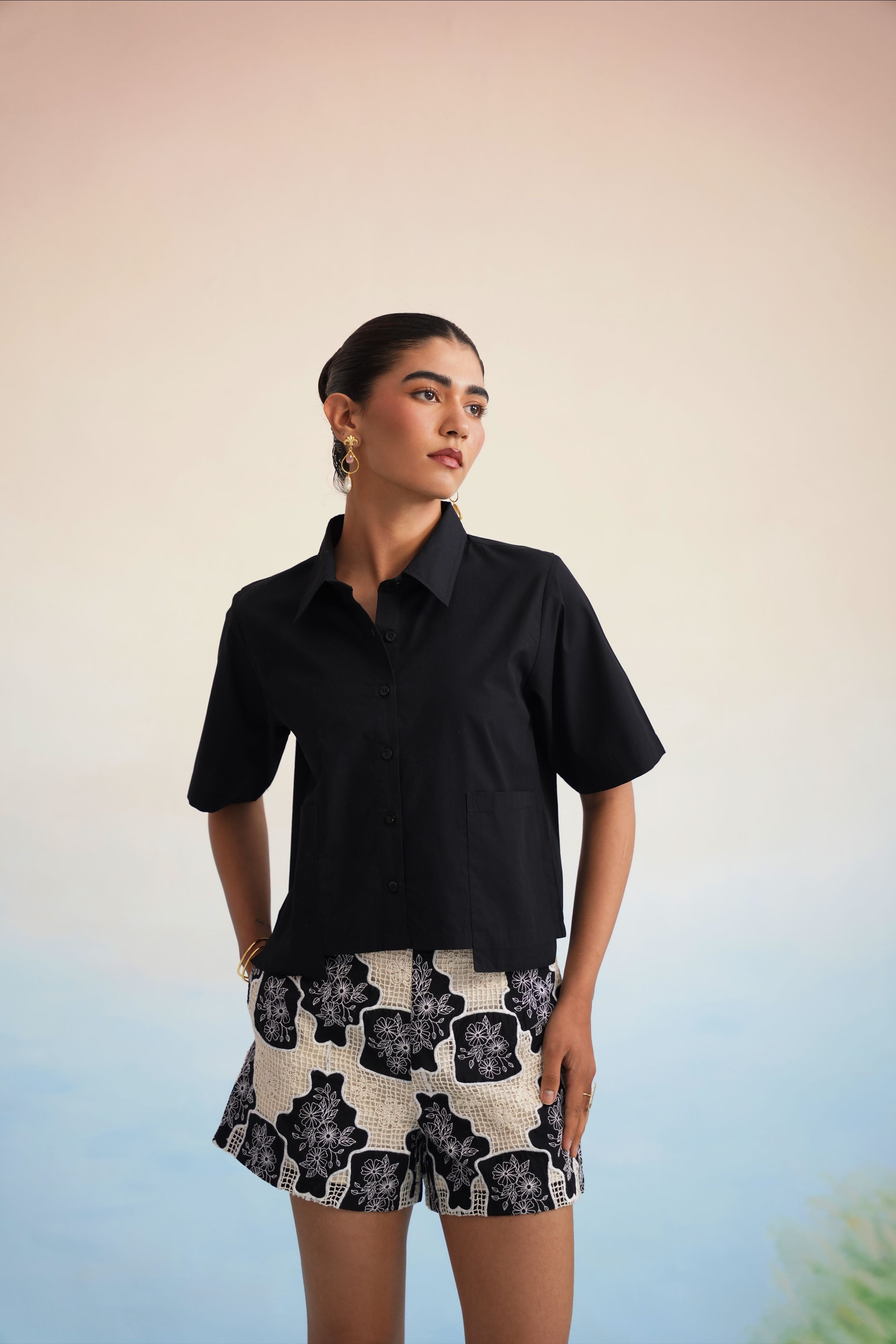 Midnight Bloom Lattice Shorts