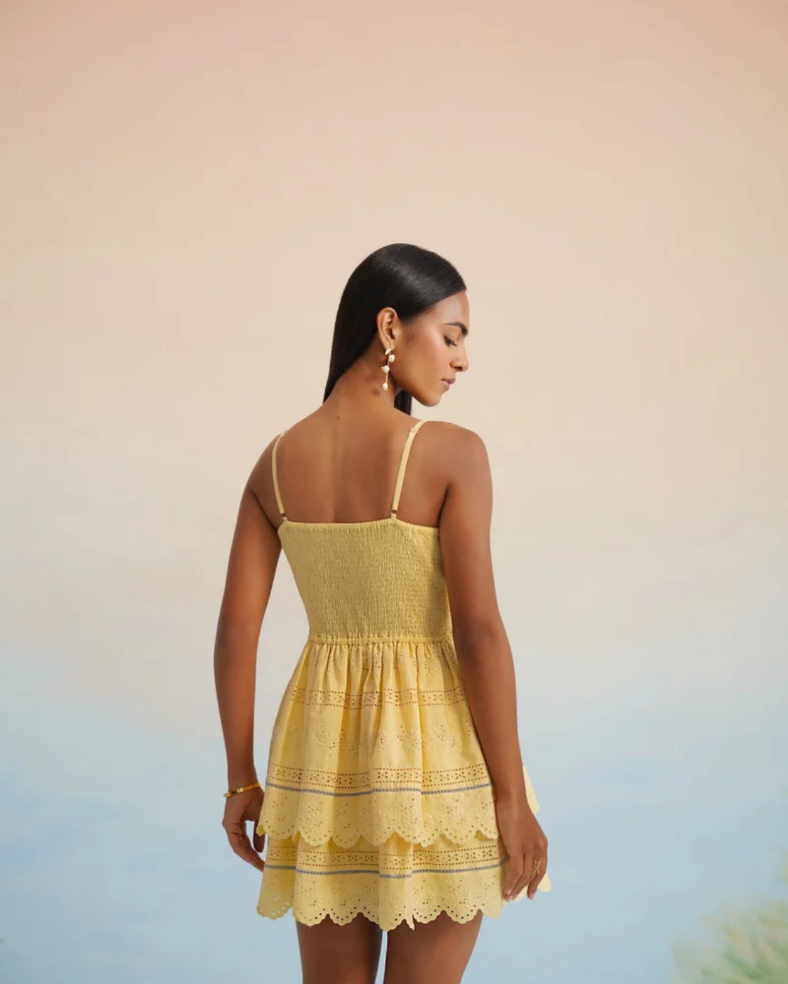 The Marigold Eyelet Corset Mini Dress