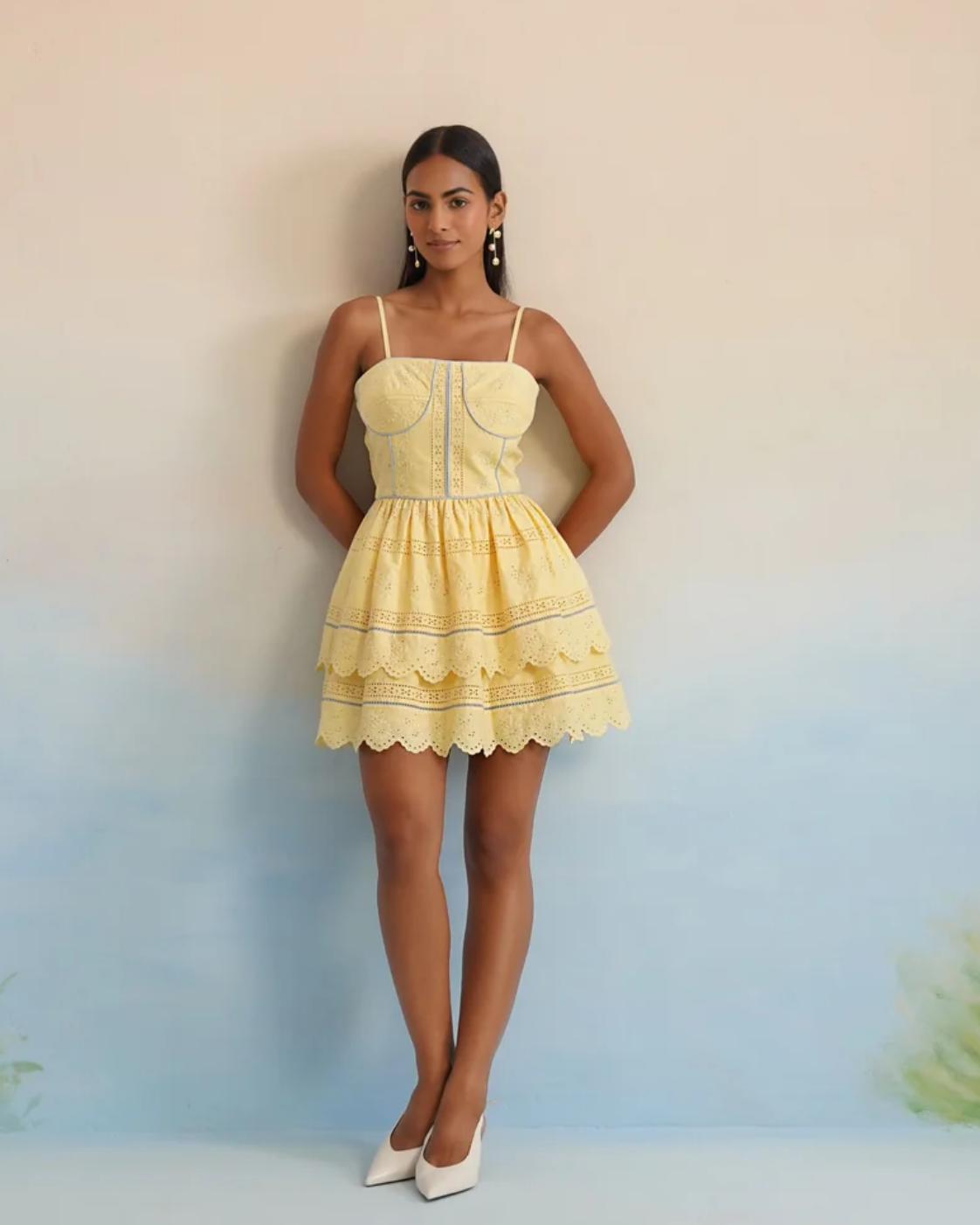 Bulevar Blossom - The Marigold Eyelet Corset Mini Dress