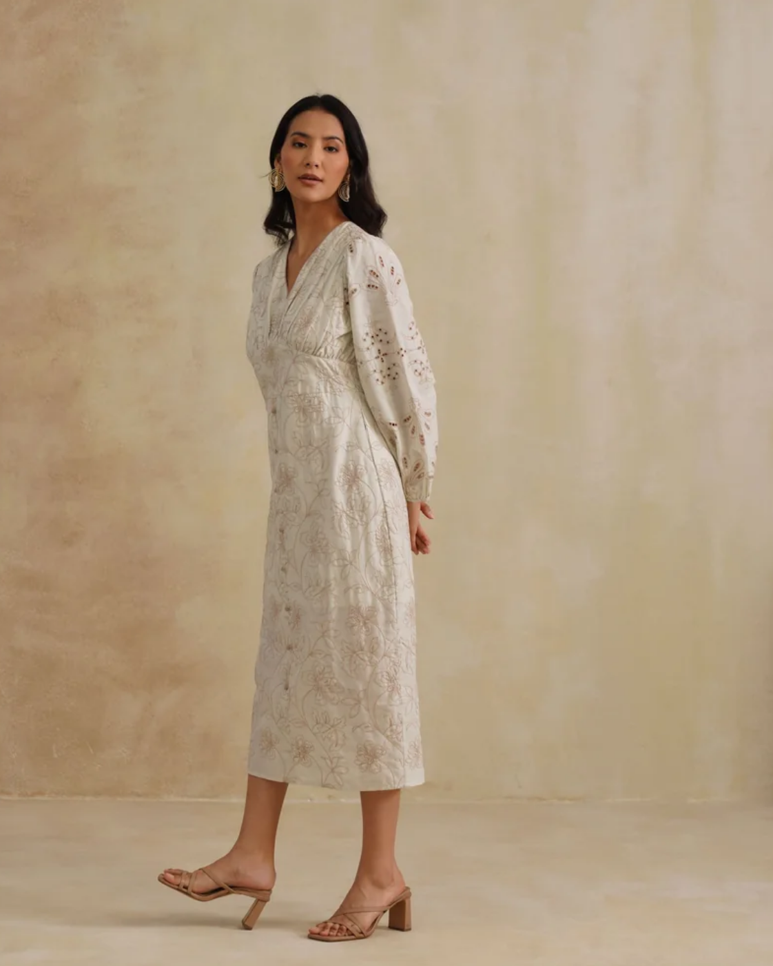 The Mint Blossom Embroidered V-Neck Dress