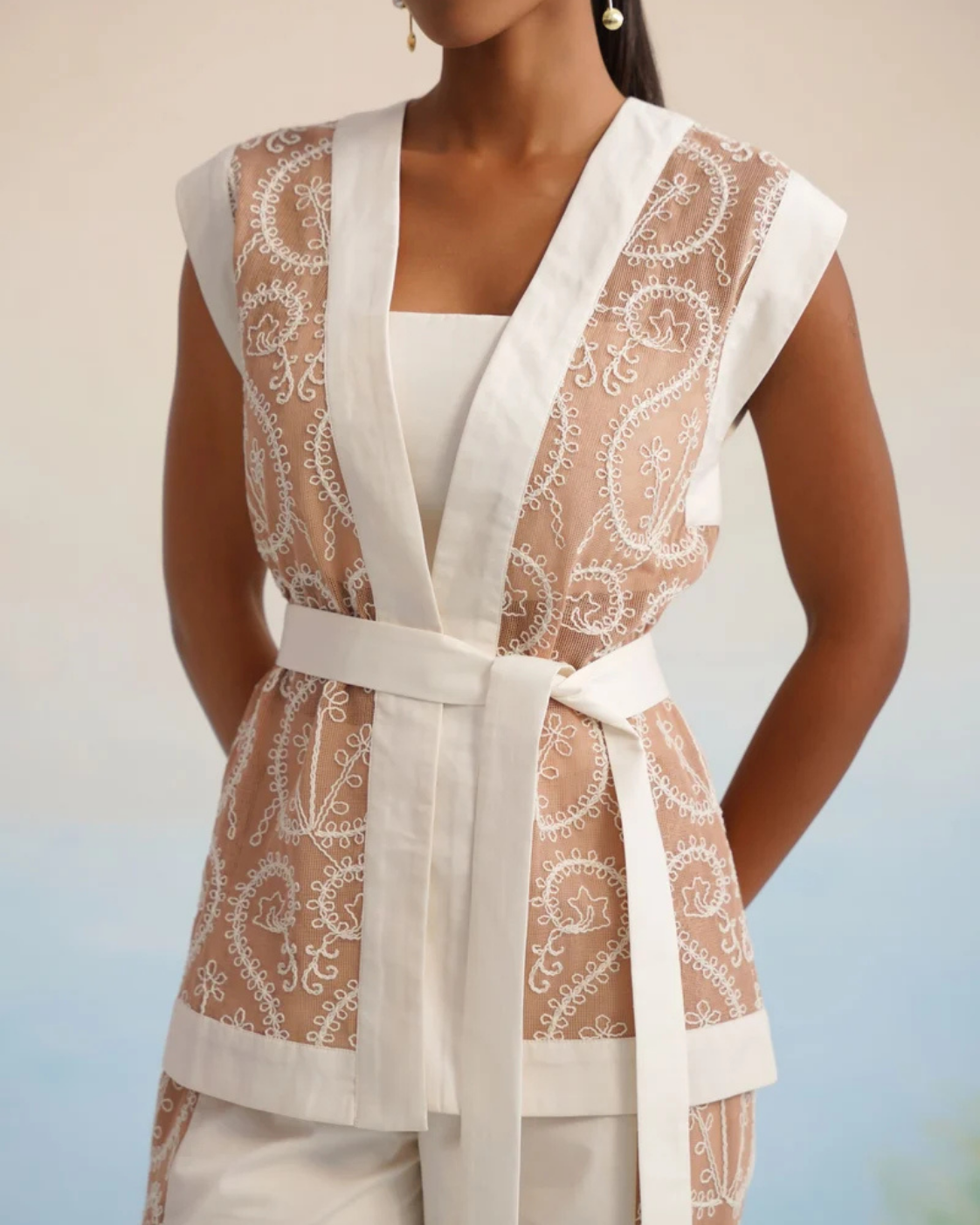 The Sandstone Embroidered Vest & Pant Set