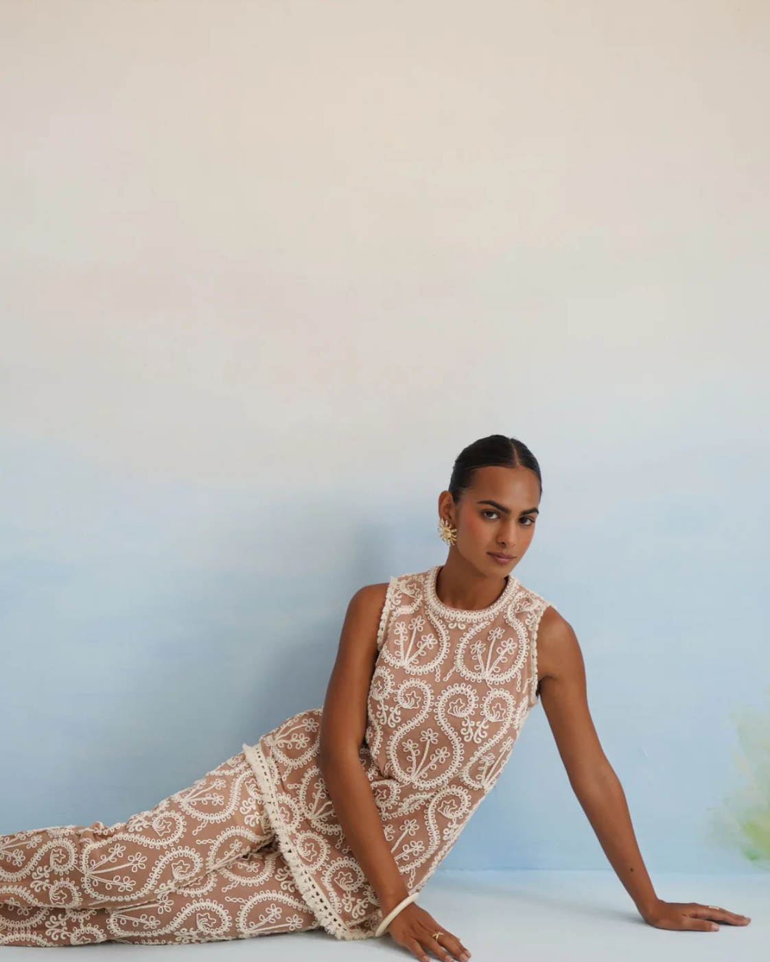 The Nomad Paisley Embroidered Pant Set