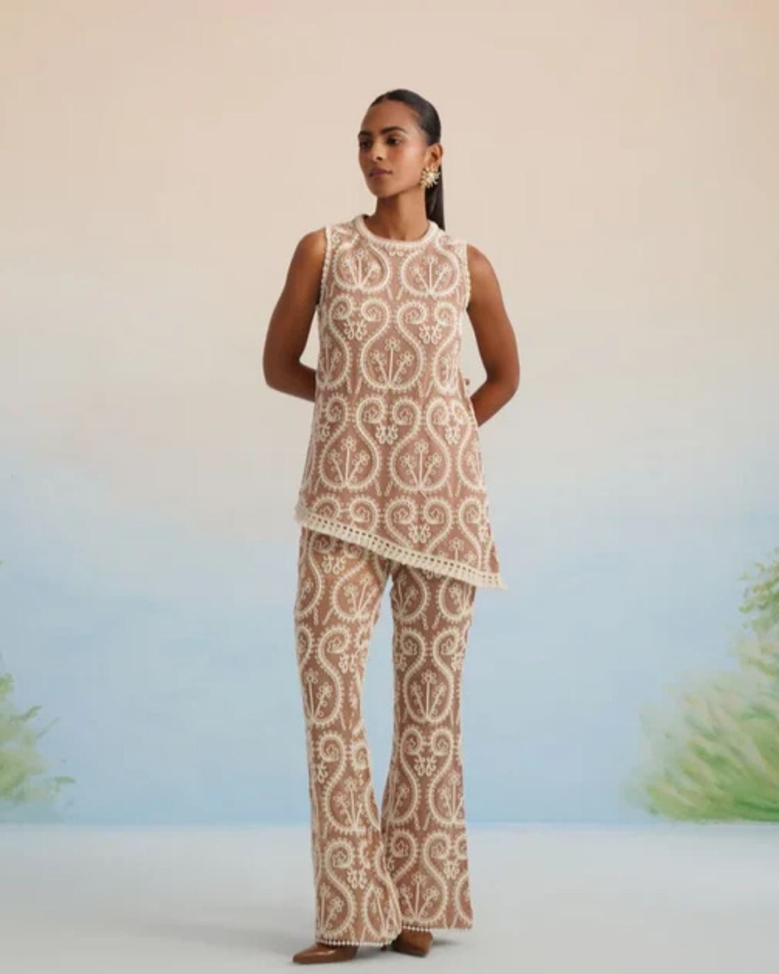 The Nomad Paisley Embroidered Pant Set