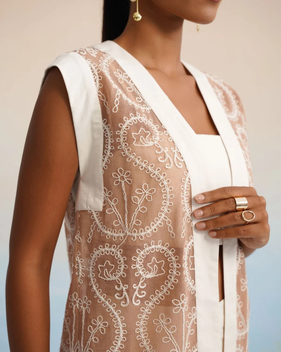 The Sandstone Embroidered Vest & Pant Set