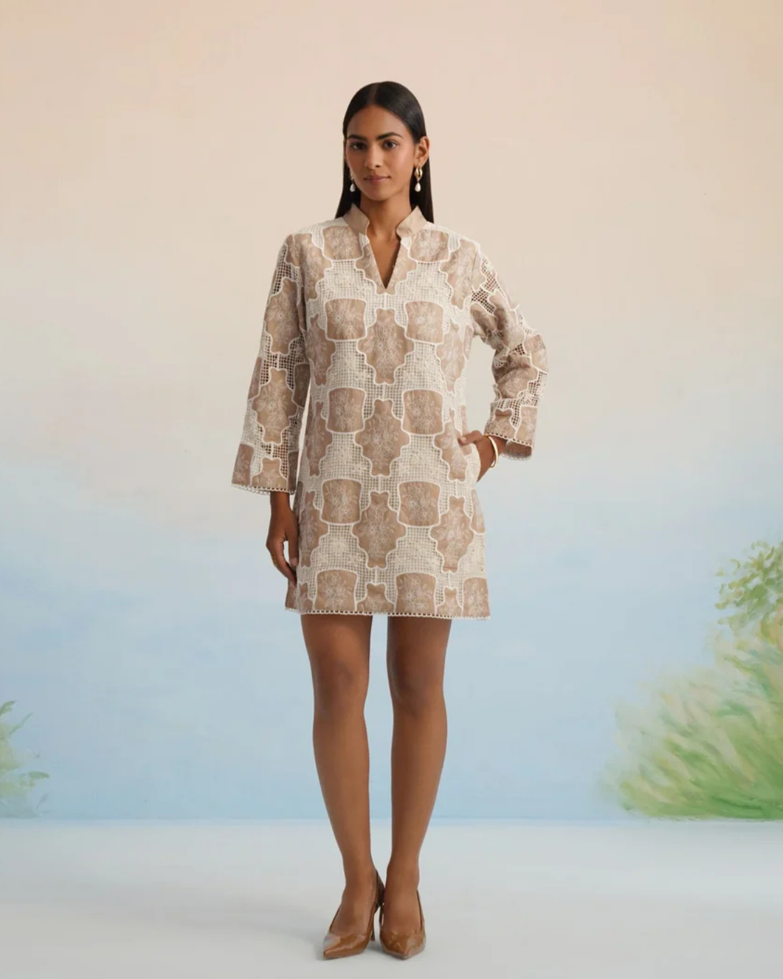 Bulevar Blossom - The Sahara Geometric Lace Shift Mini Dress