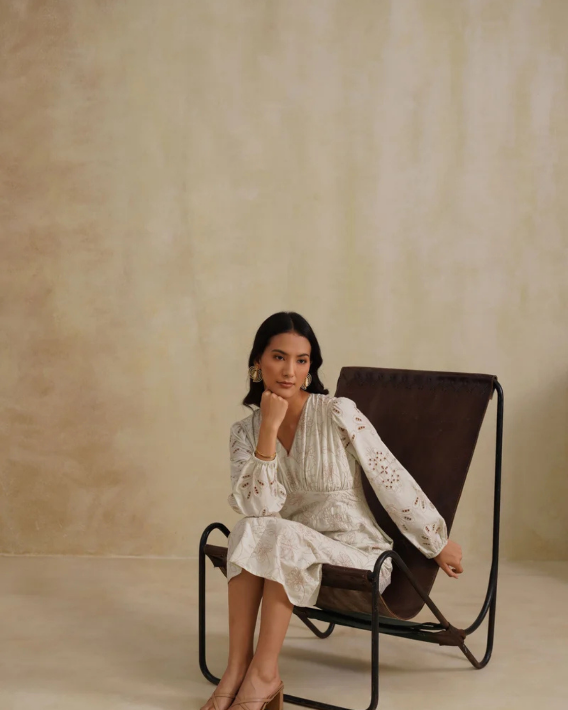 The Mint Blossom Embroidered V-Neck Dress