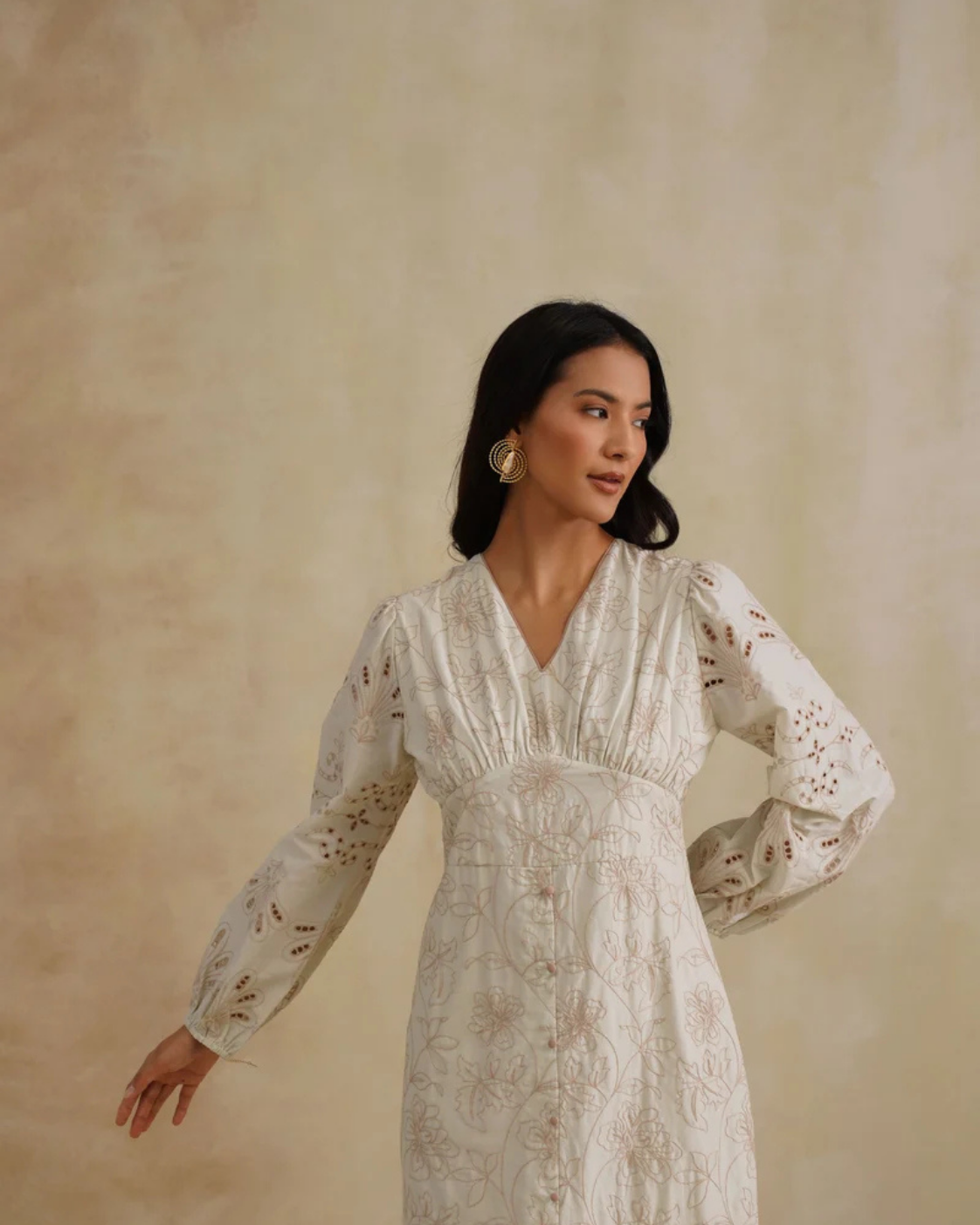 The Mint Blossom Embroidered V-Neck Dress