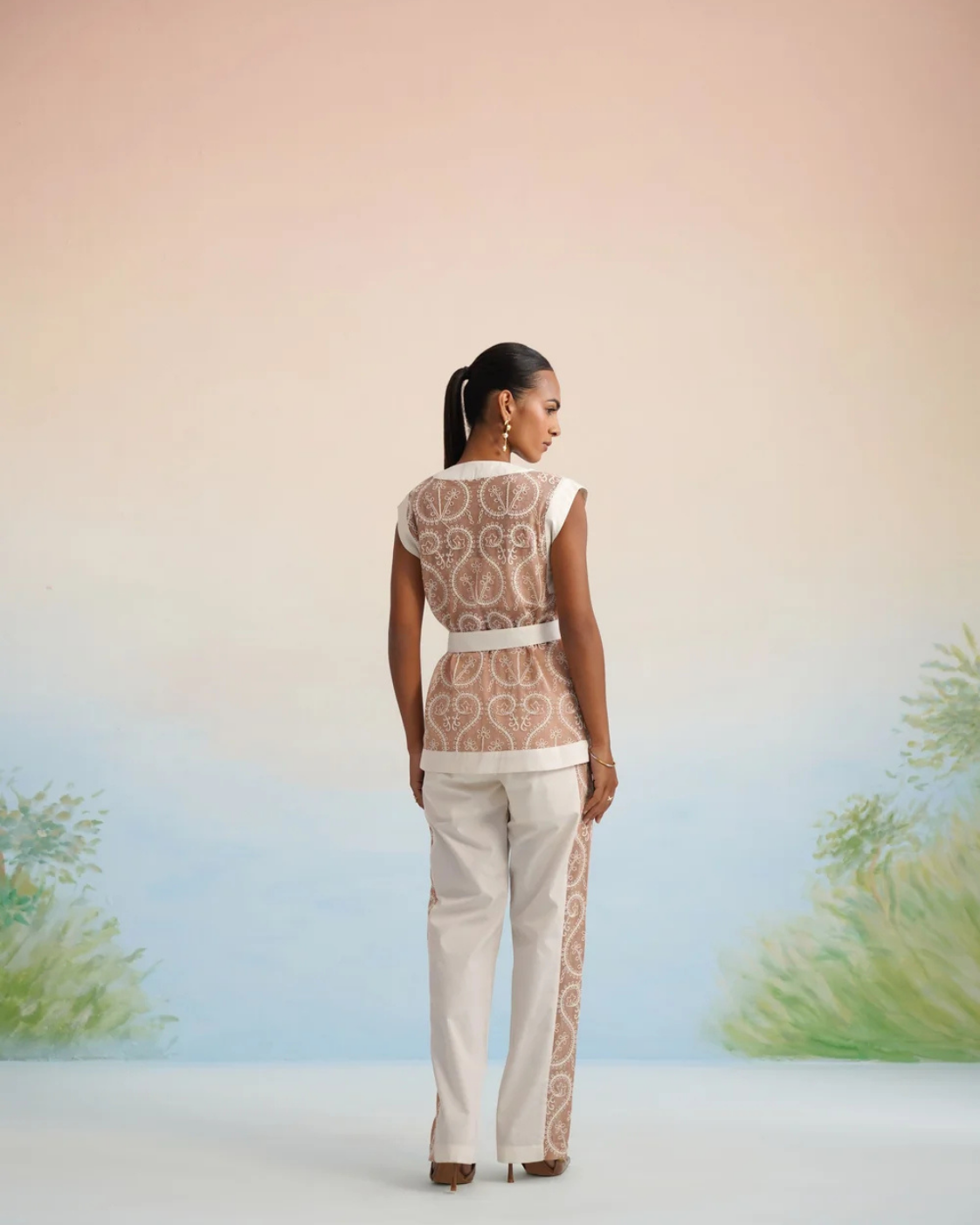 The Sandstone Embroidered Vest & Pant Set