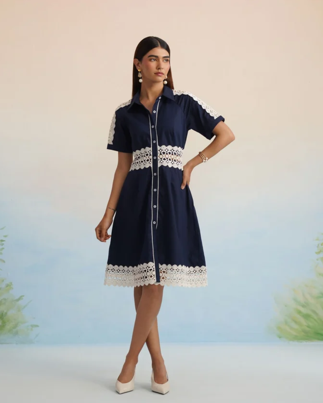 Bulevar Blossom - The Navy Bloom Lace Shirt Dress