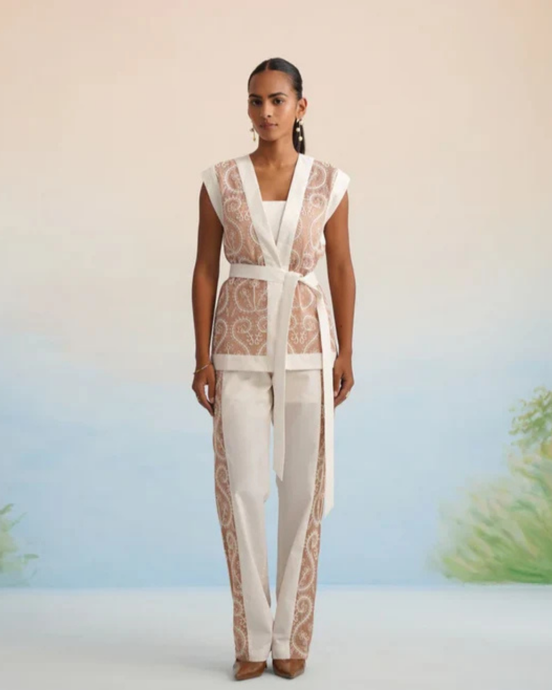 The Sandstone Embroidered Vest & Pant Set