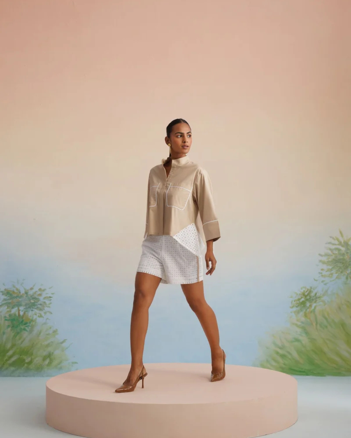 The Dune Contrast Eyelet Short Set