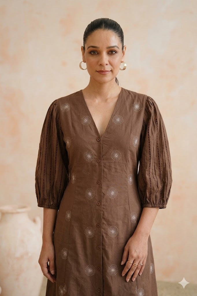 Tropical Oasis - The Hazel Medallion Embroidered Midi Dress