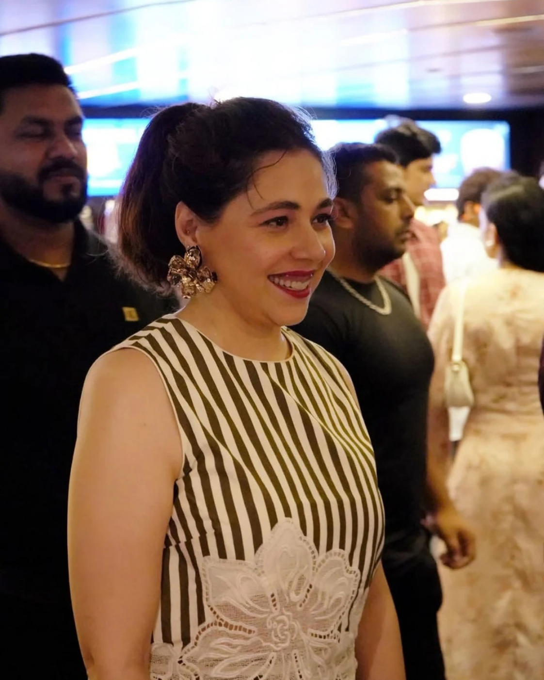 Maanvi Gagroo in The Olive Stripe Floral Appliqué Ensemble: Two-Piece Skirt Set