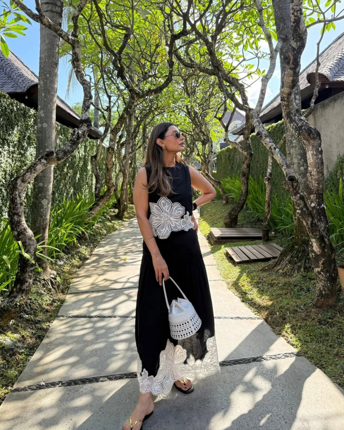 Ishita Saluja in The Vienna Black Floral Appliqué Skirt Set