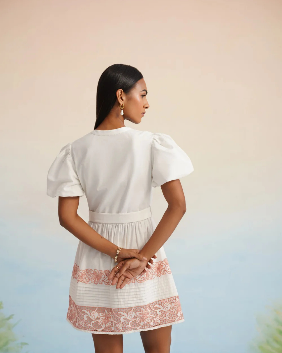 The White Blossom Embroidered Shirt Dress
