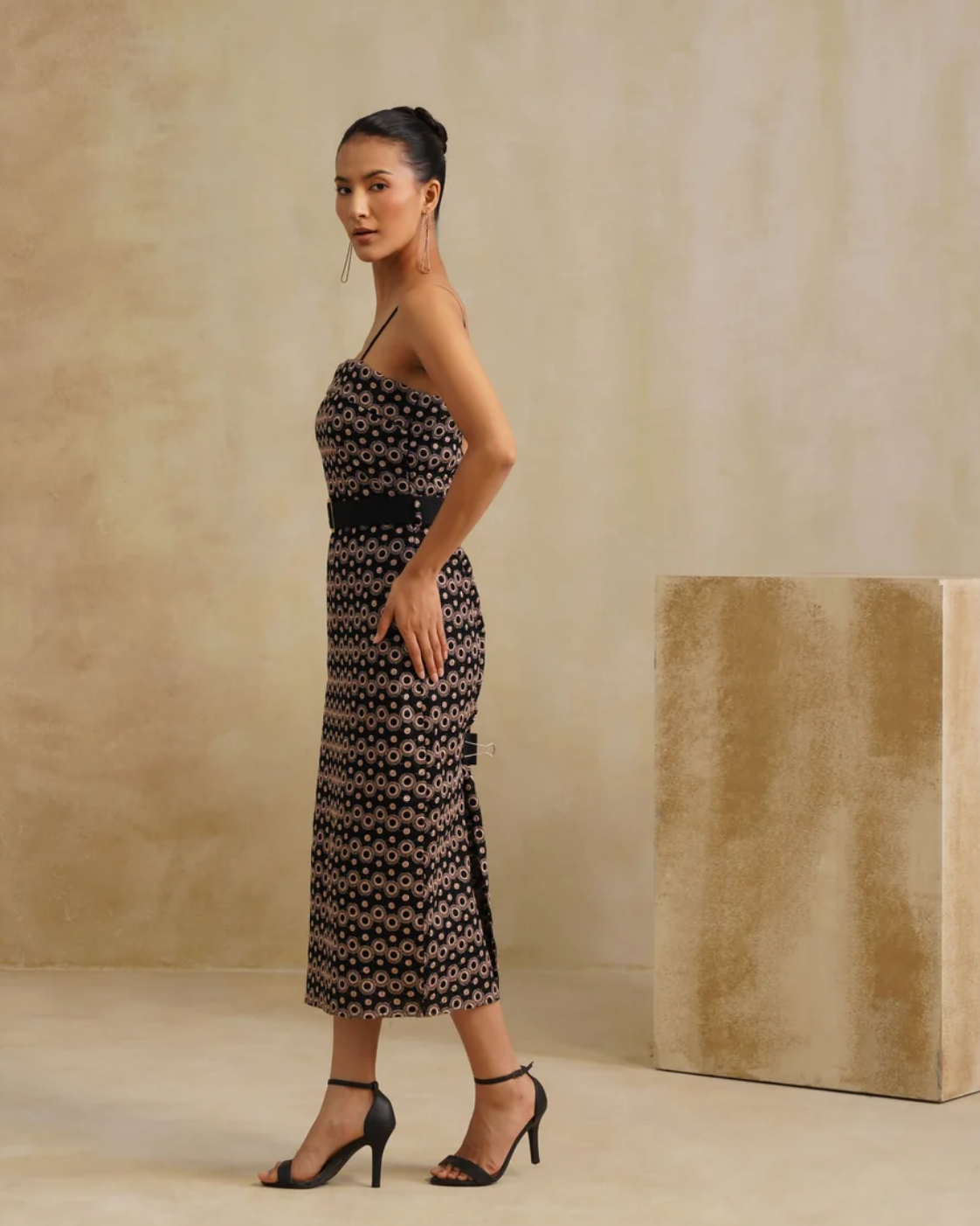 The Midnight Halo Embroidered Midi Dress