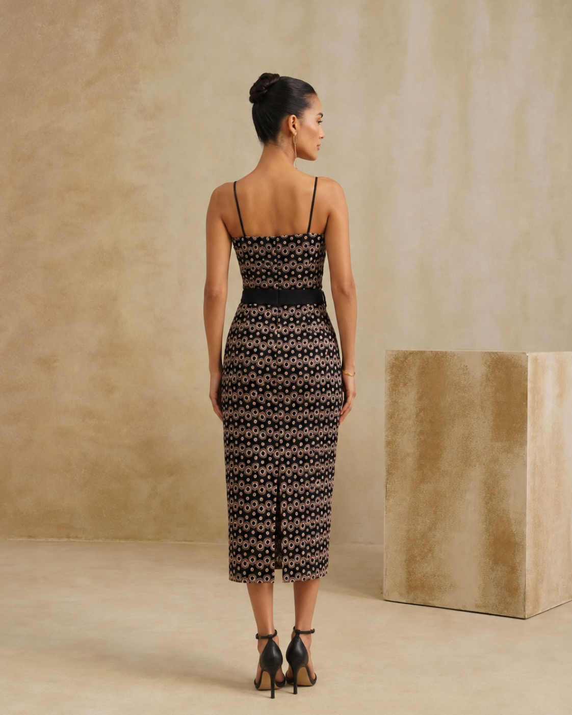 The Midnight Halo Embroidered Midi Dress