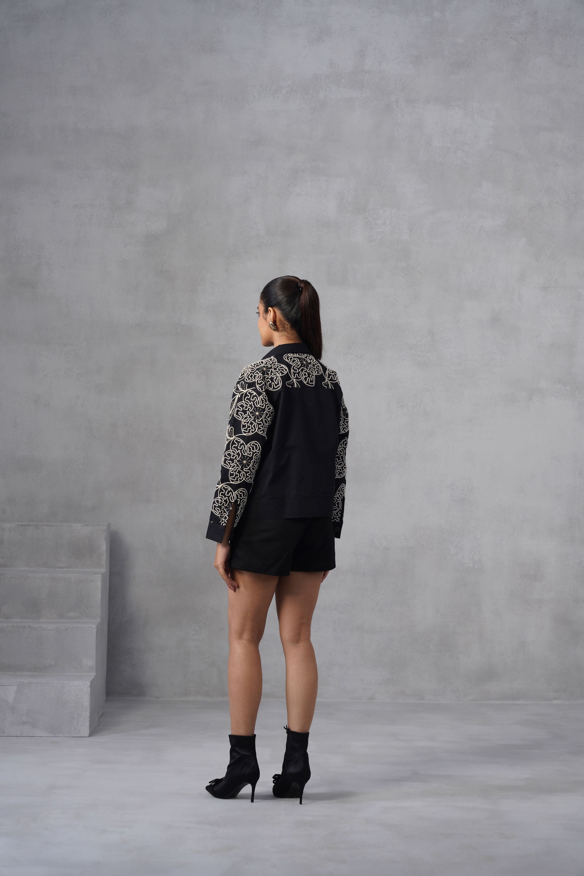 White Foliage Shorts