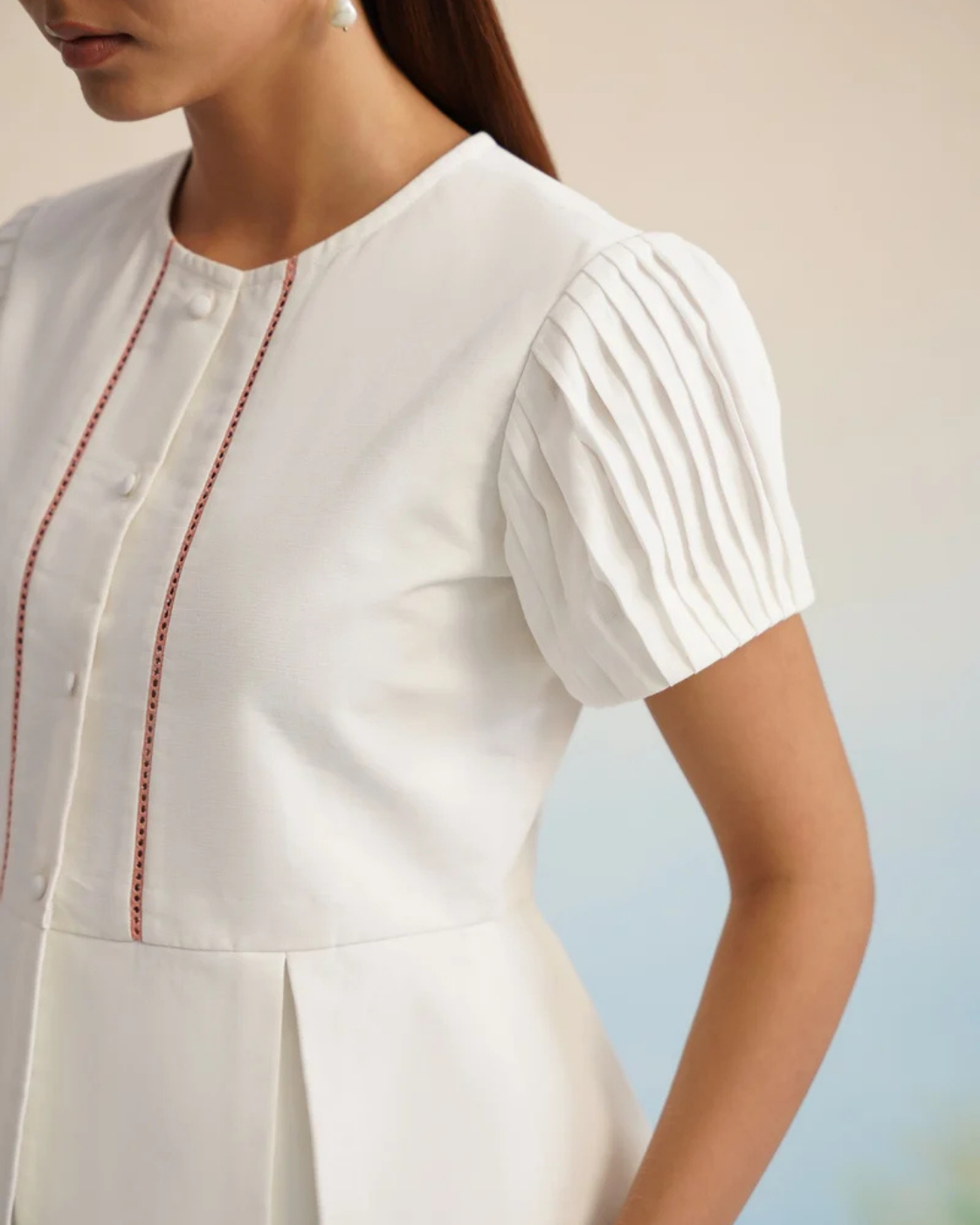 The White Blossom Embroidered Peplum Co-ord