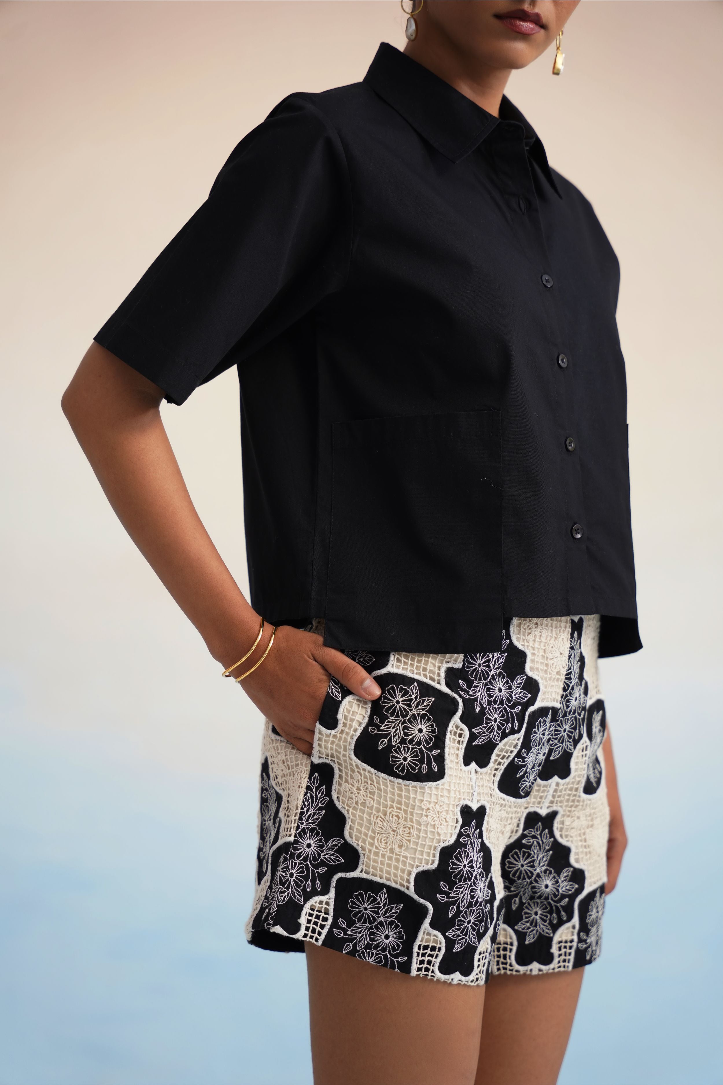 Midnight Bloom Lattice Shorts