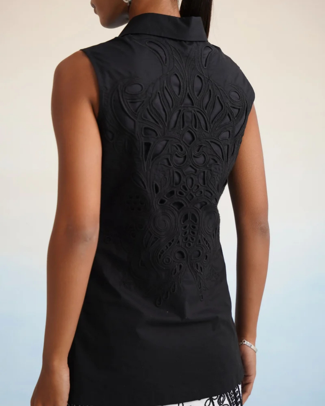 The Noir Medallion Embroidered Skirt Set