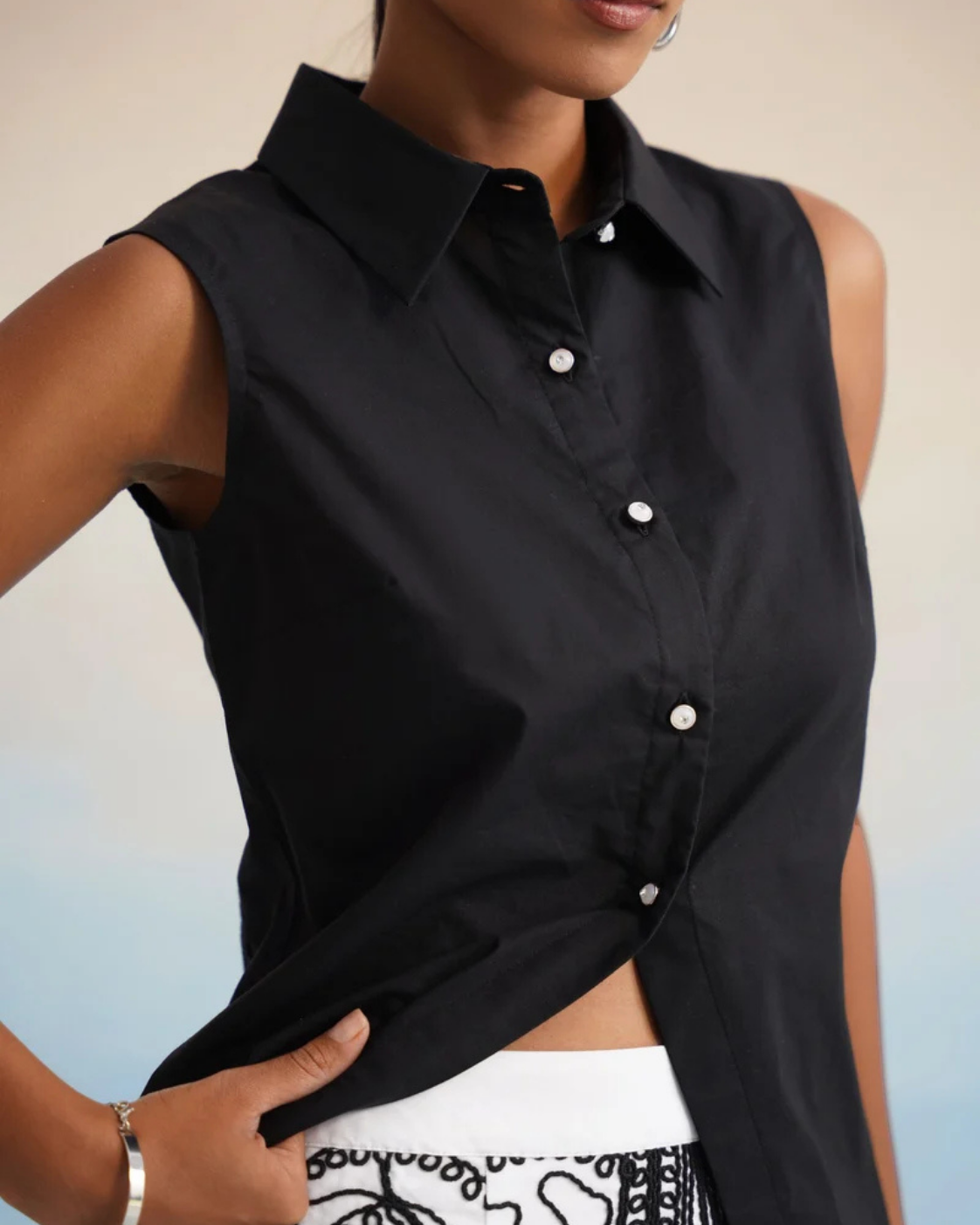 The Noir Medallion Embroidered Skirt Set