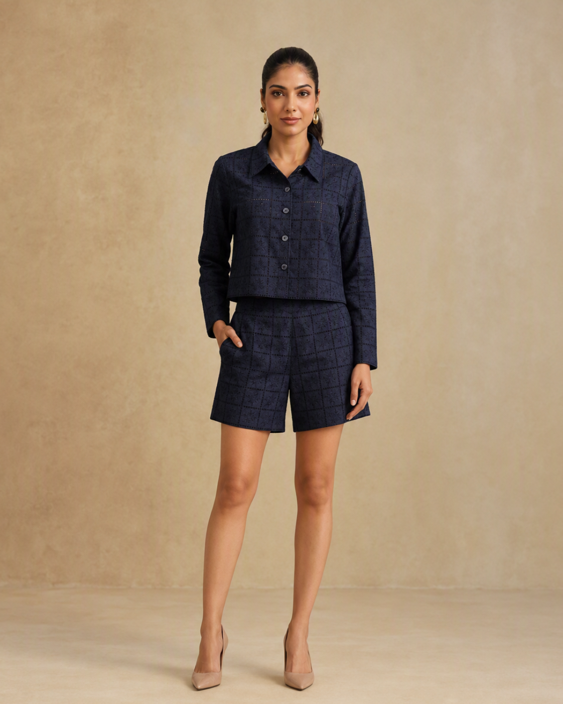 Sunset Soiree - The Amalfi Navy Textured Co-ord Set