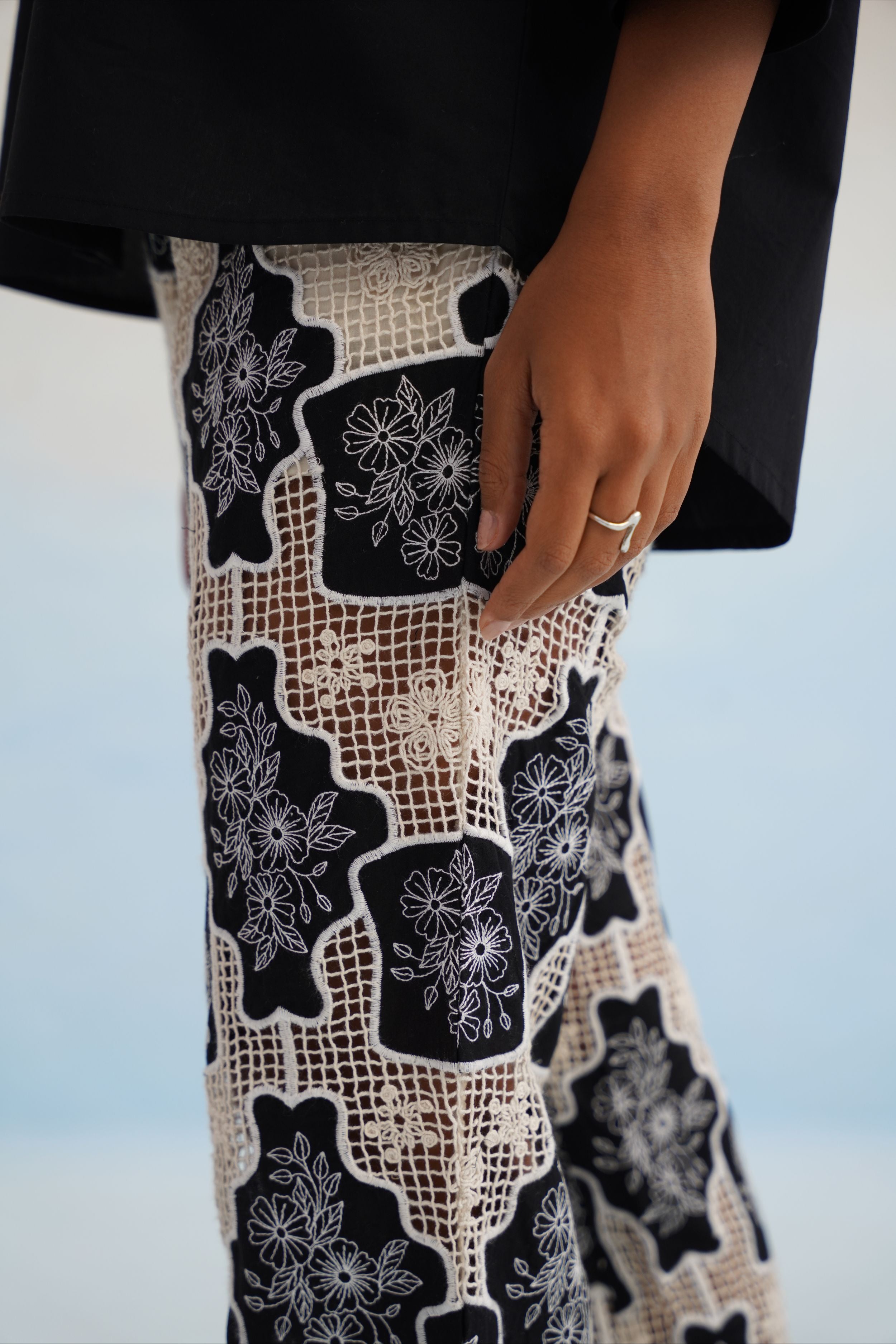 The Midnight Bloom Lattice Trousers