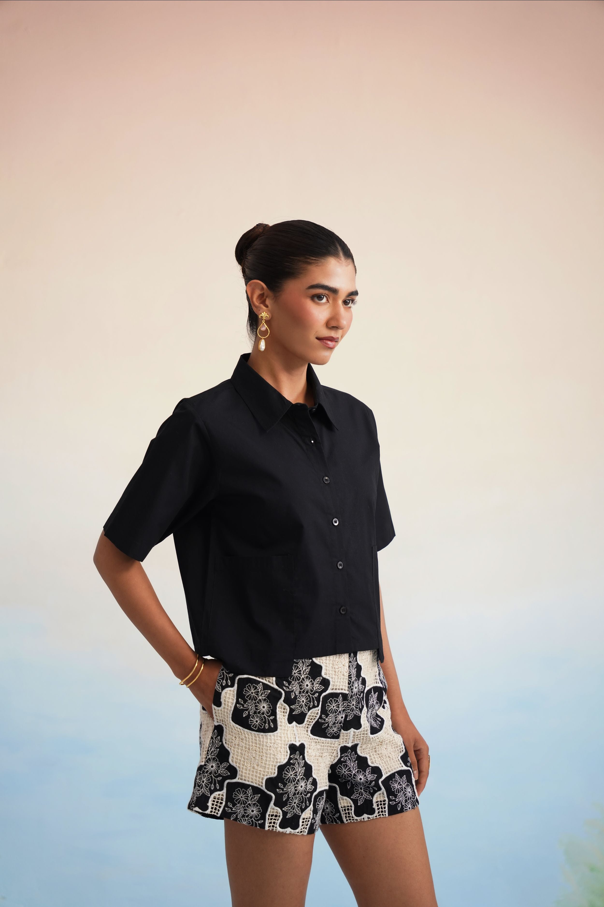 Midnight Bloom Lattice Shorts