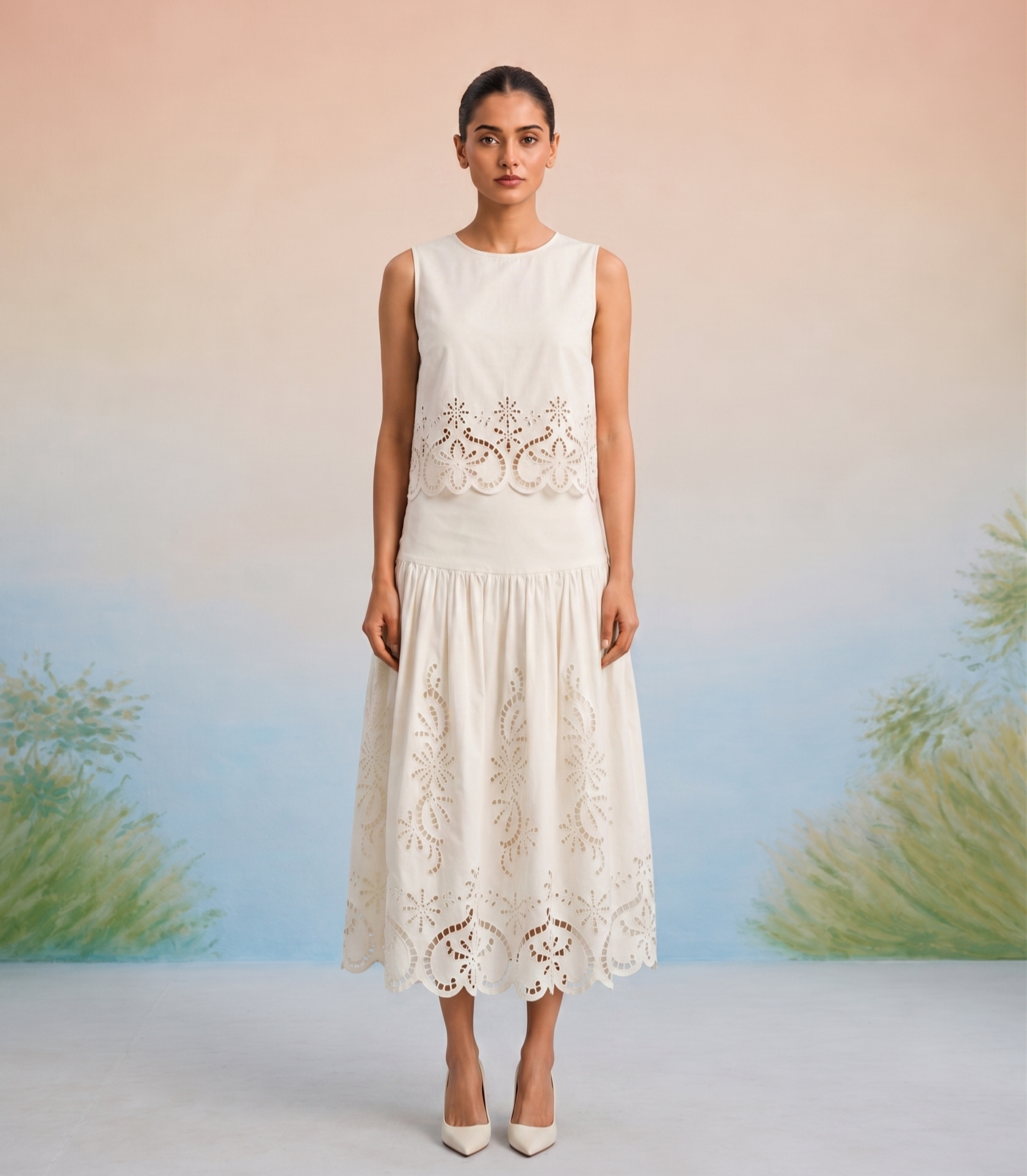 Bulevar Blossom - The Verona Ivory Cutwork Skirt Set
