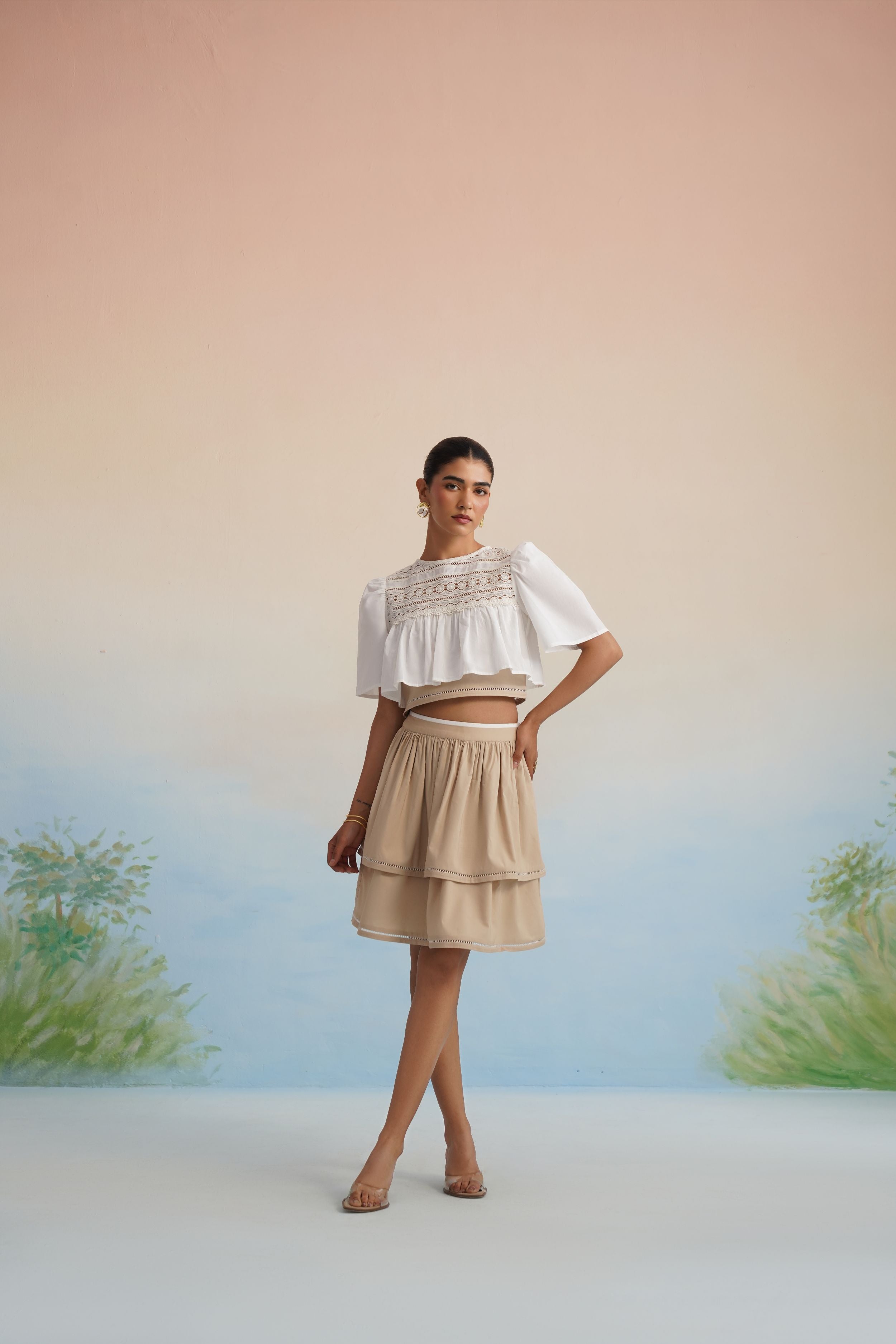 The Dune Tiered Ladder-Lace Skirt