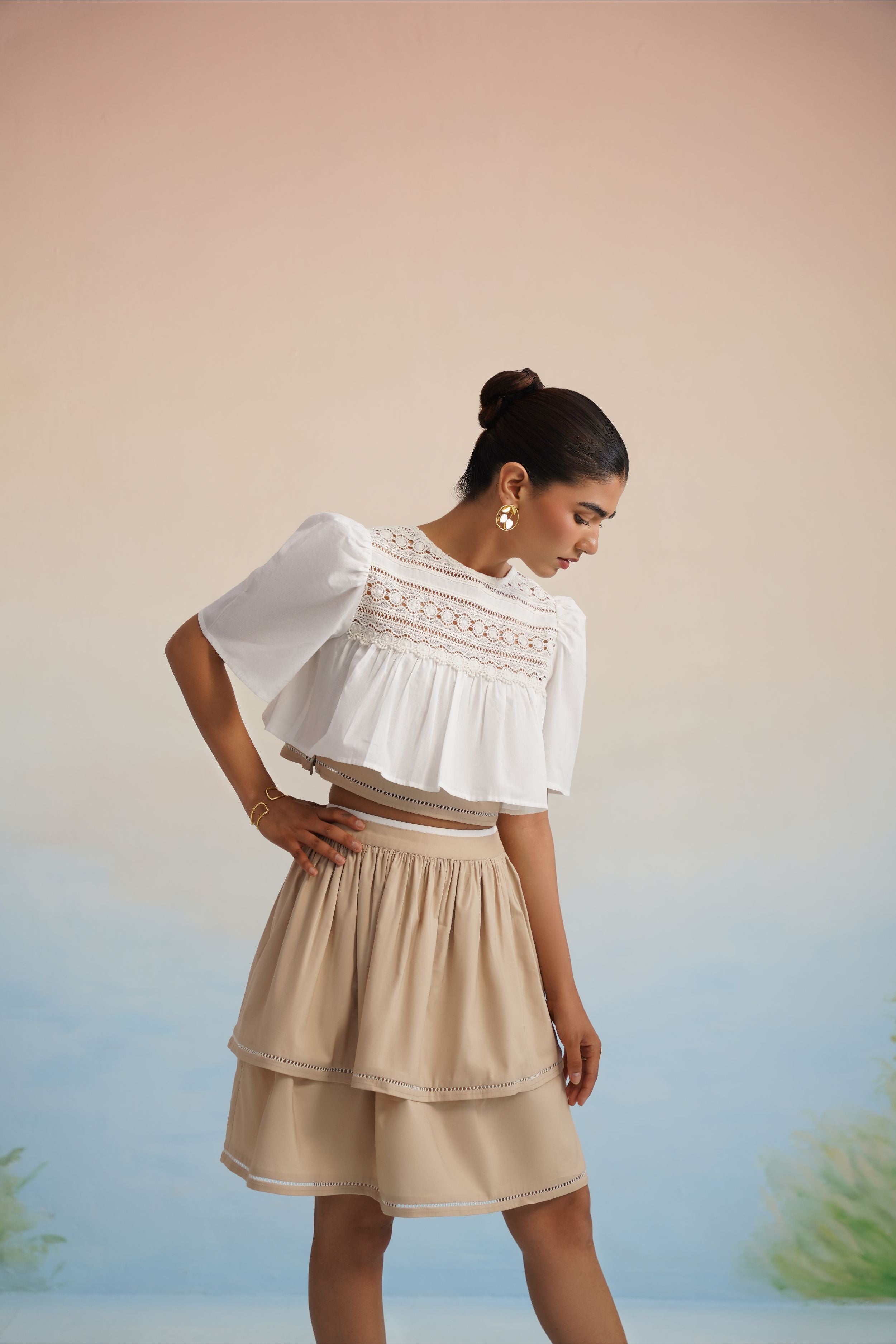 The Dune Tiered Ladder-Lace Skirt