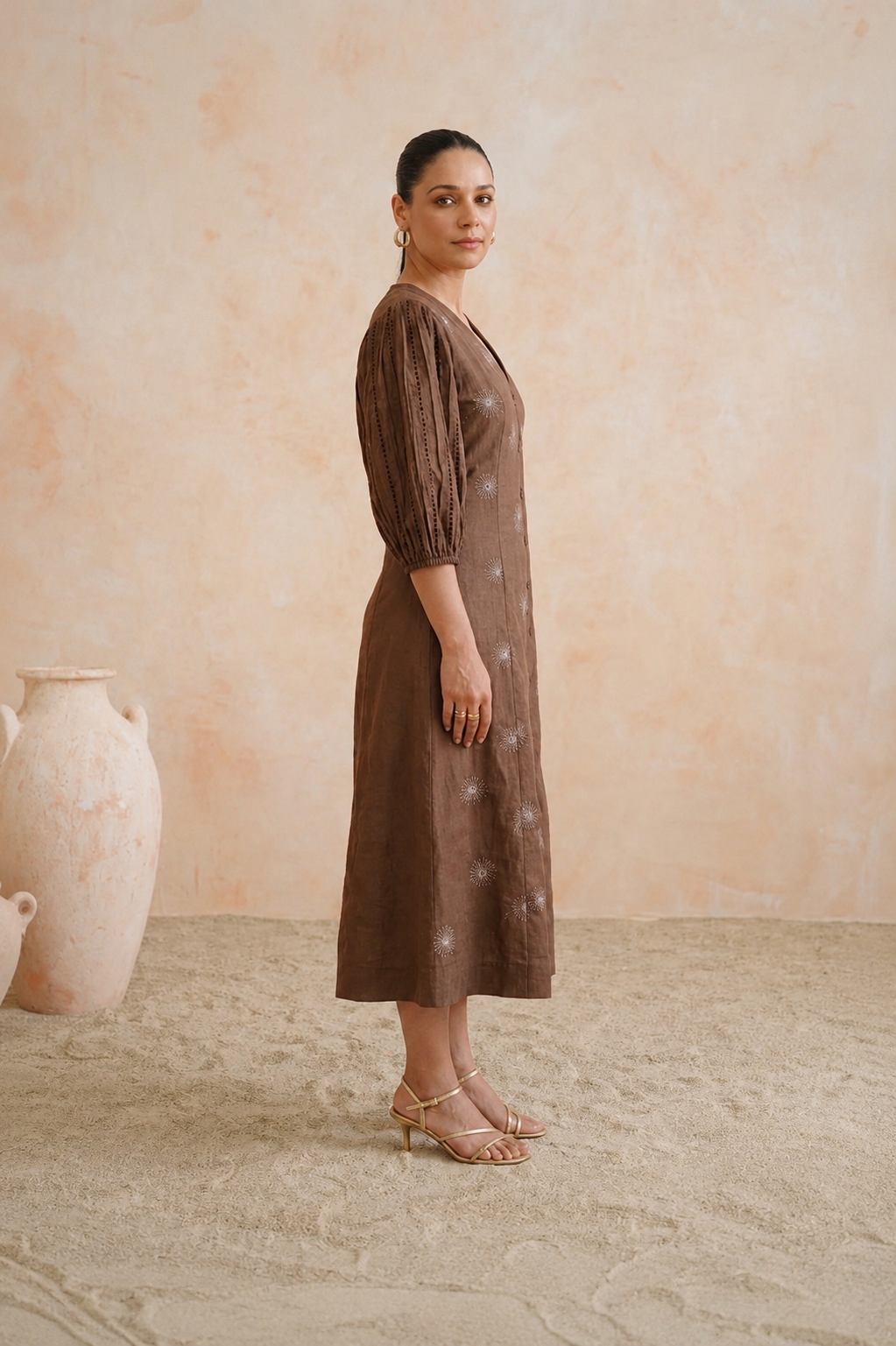 Tropical Oasis - The Hazel Medallion Embroidered Midi Dress