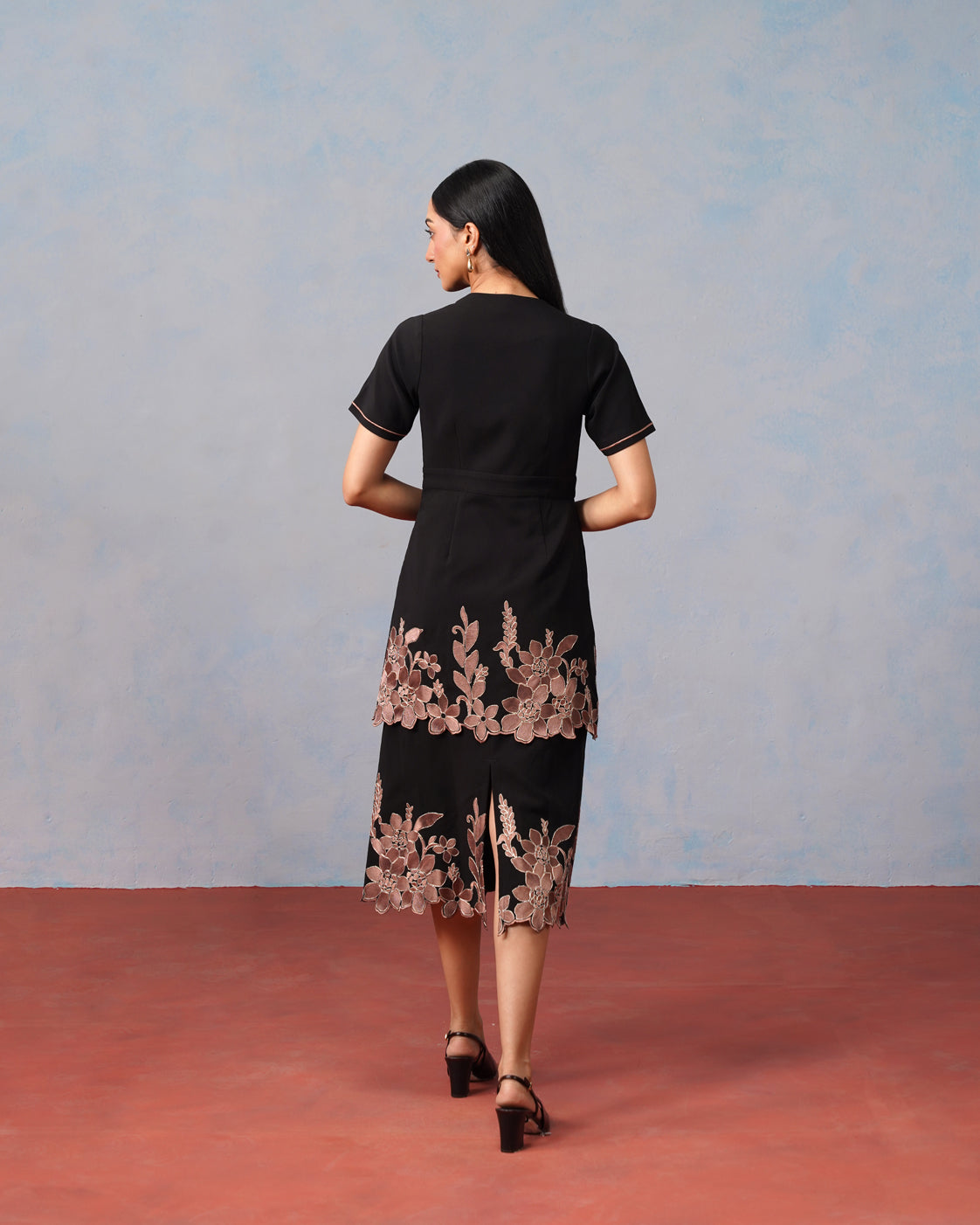 The Lumière Edit - The Seraphina Bronze Floral Tiered Midi Dress