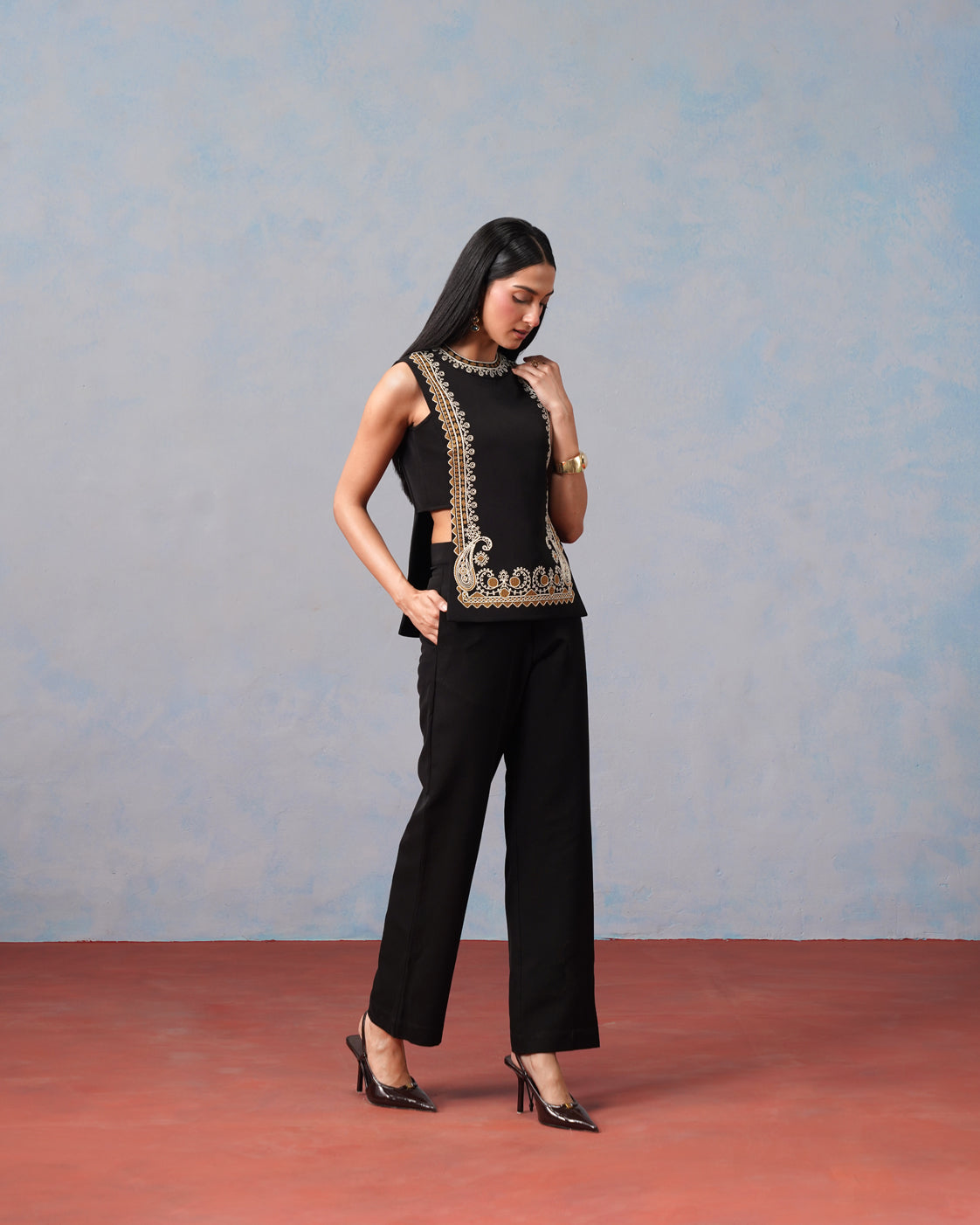 The Lumière Edit - The Ines Gilded Frame Cutout Top & Pant Set
