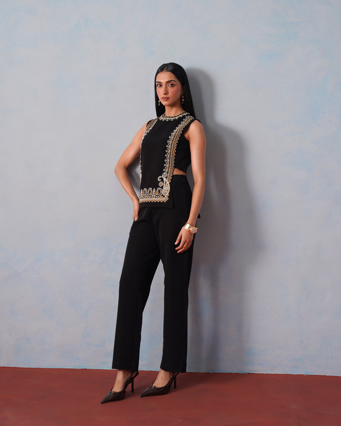 The Lumière Edit - The Ines Gilded Frame Cutout Top & Pant Set