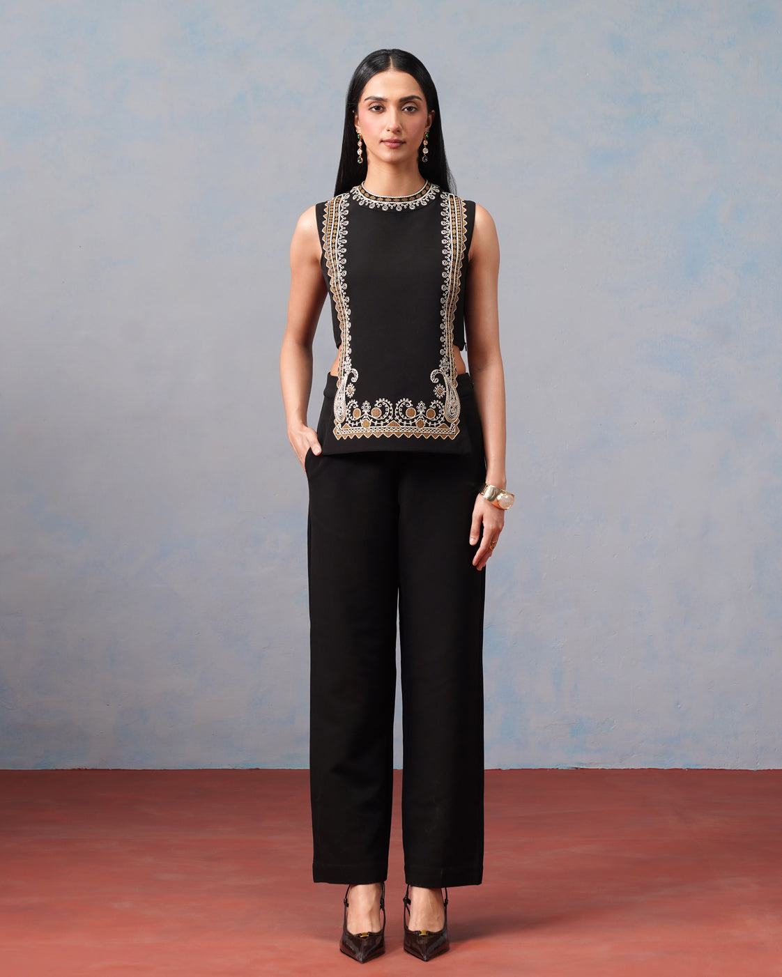 The Lumière Edit - The Ines Gilded Frame Cutout Top & Pant Set