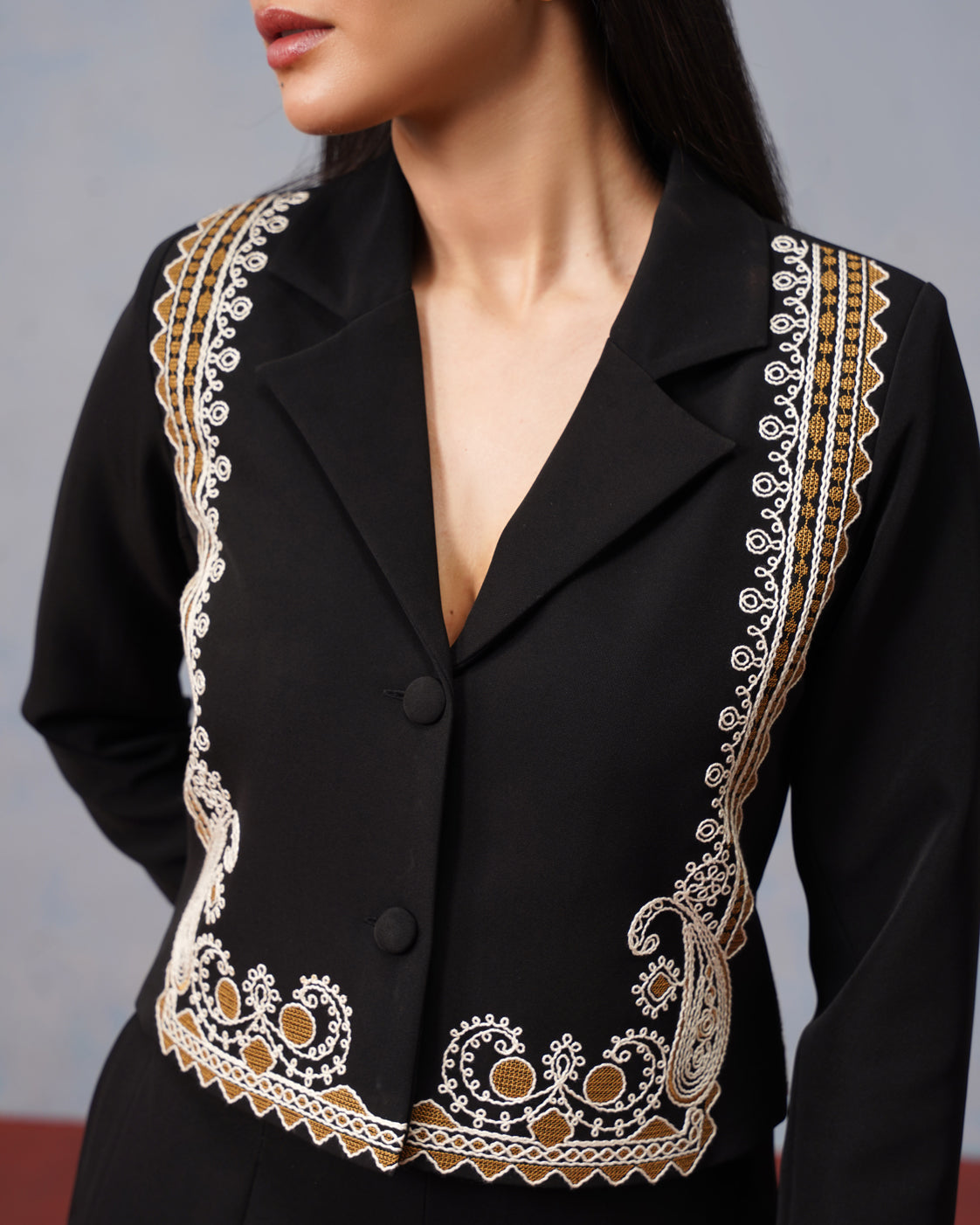 The Lumière Edit - The Freya Gilded Embroidered Blazer & Pleated Skirt Set